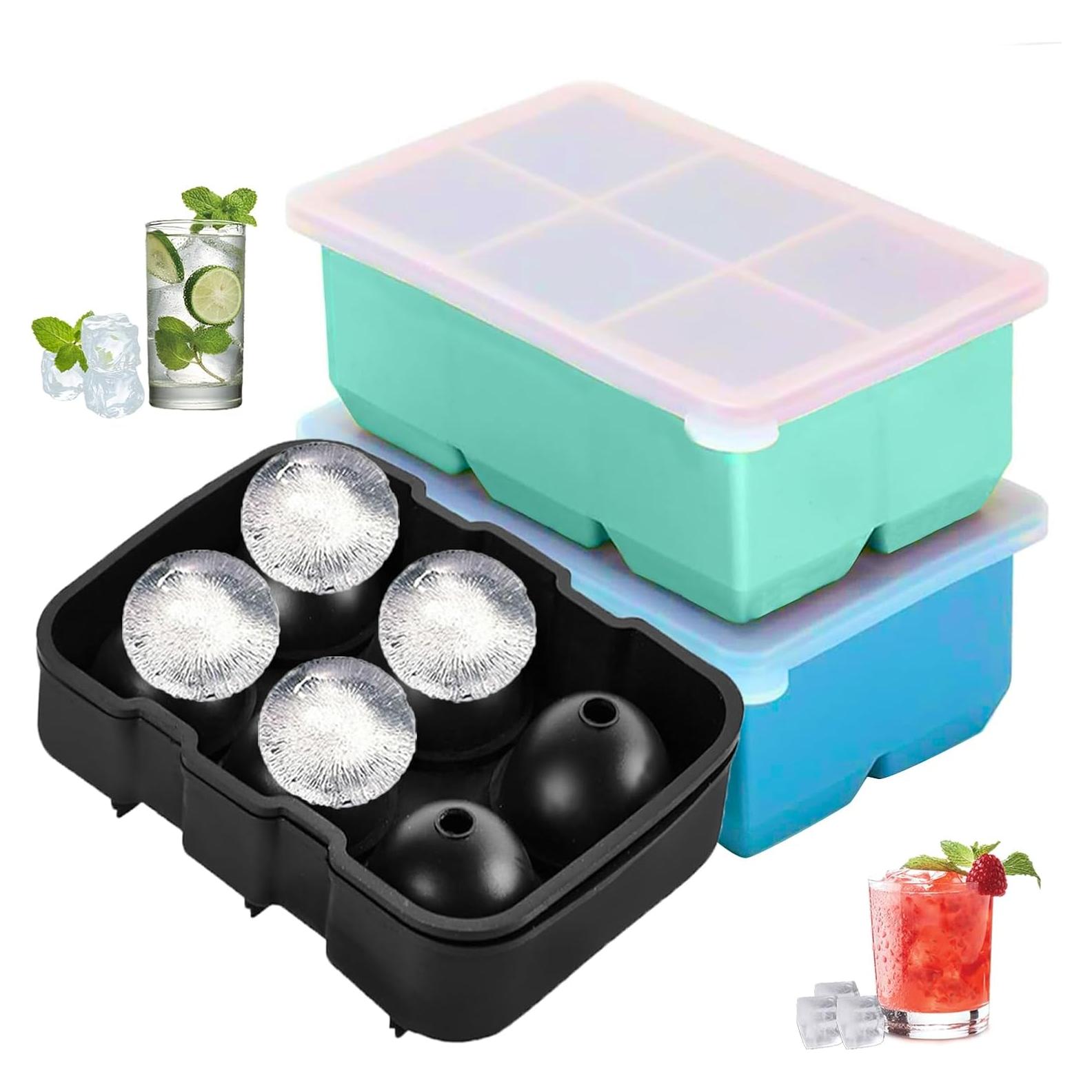 Bandejas de Hielo de Silicona ZSHNYUKX 2-en-1 Grandes