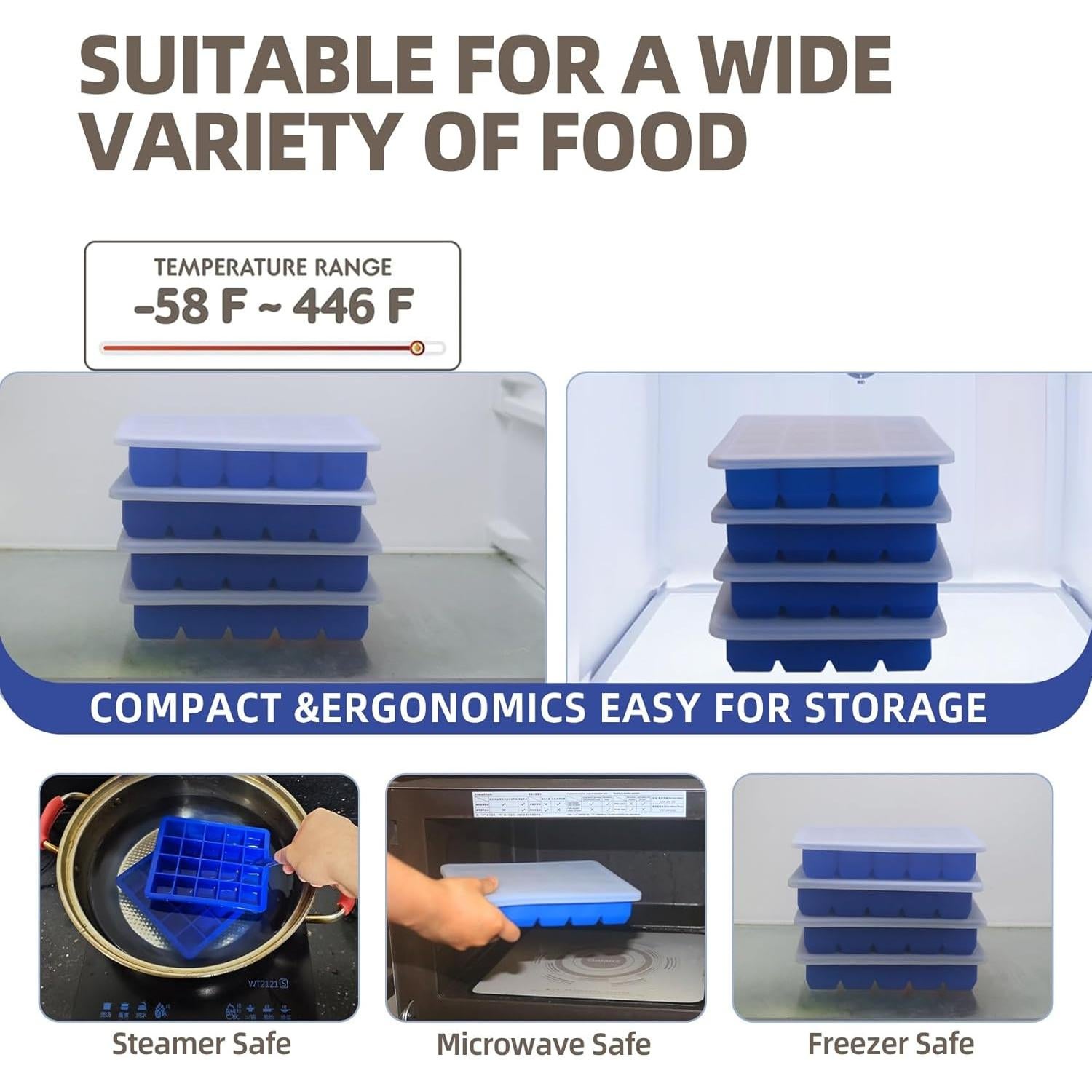 Bandeja de Hielo de Silicona BECOKIT 20 Secciones Azul 2 Paquete