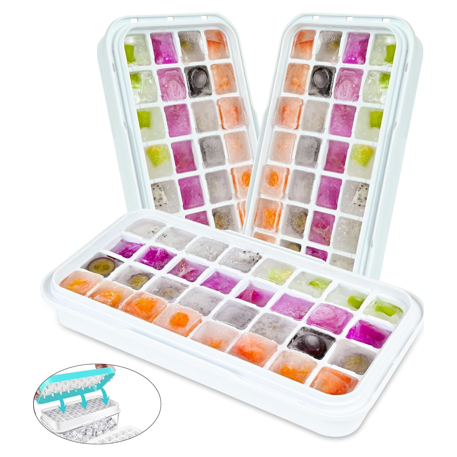 Bandejas de Hielo de Silicona QUELIEN 3 Piezas 32 Cubos