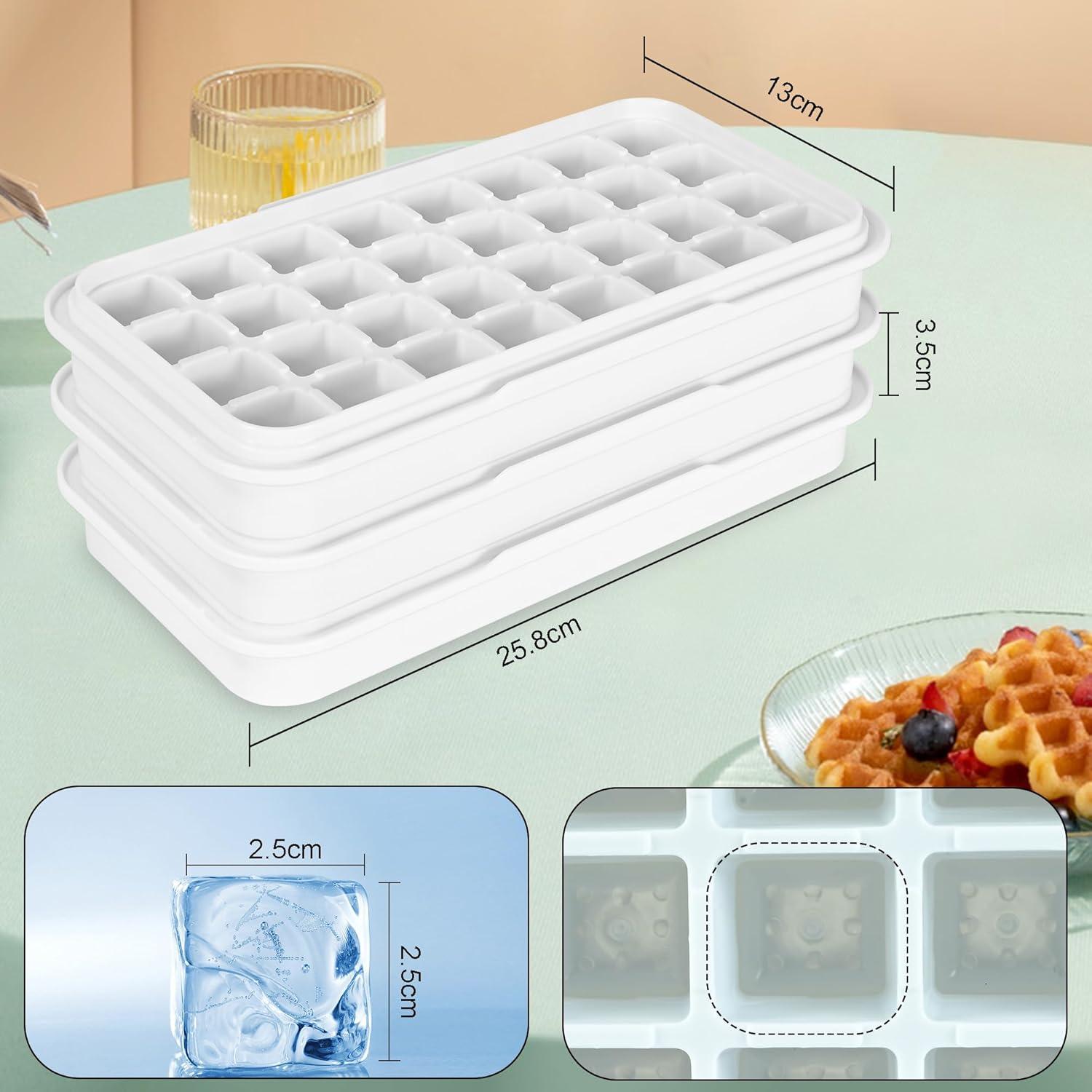 Bandejas de Hielo de Silicona QUELIEN 3 Piezas 32 Cubos