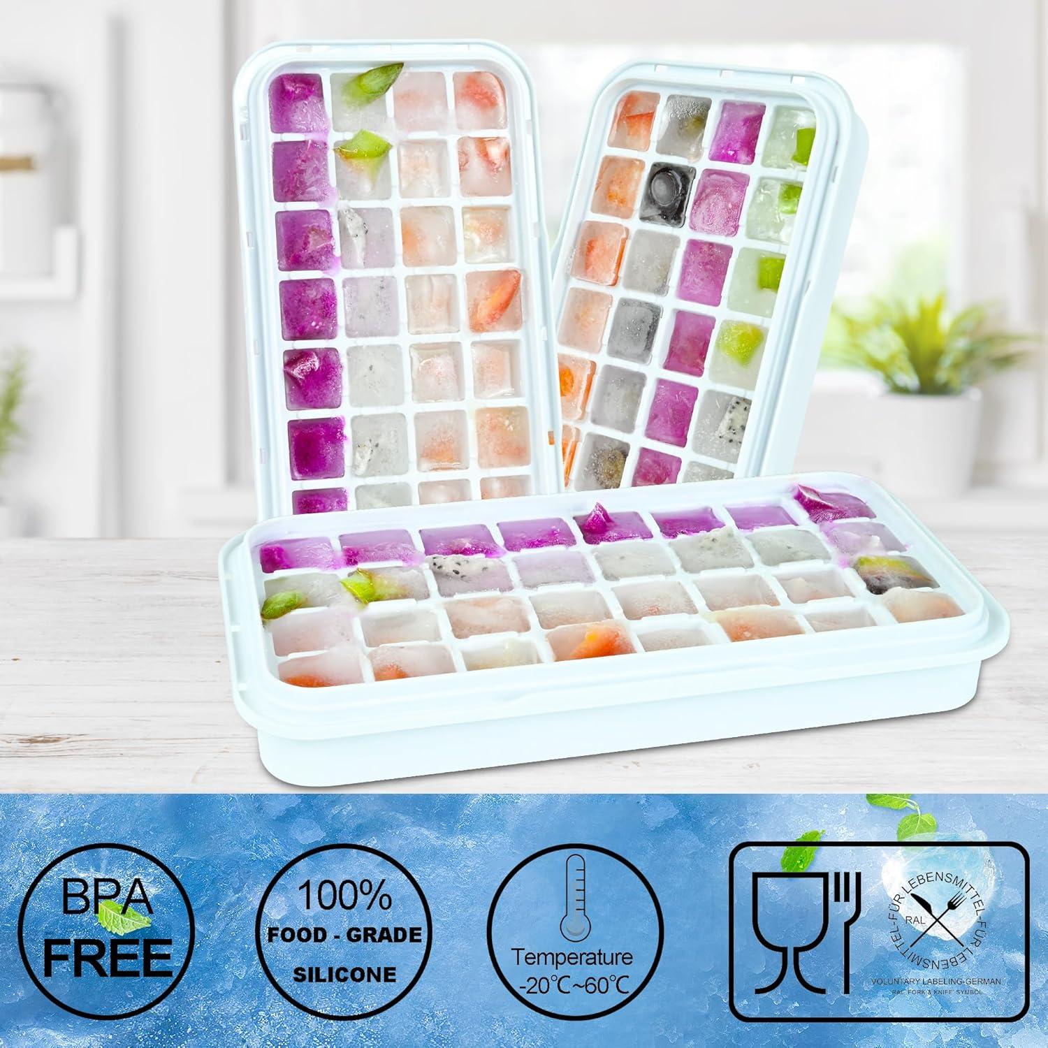 Bandejas de Hielo de Silicona QUELIEN 3 Piezas 32 Cubos