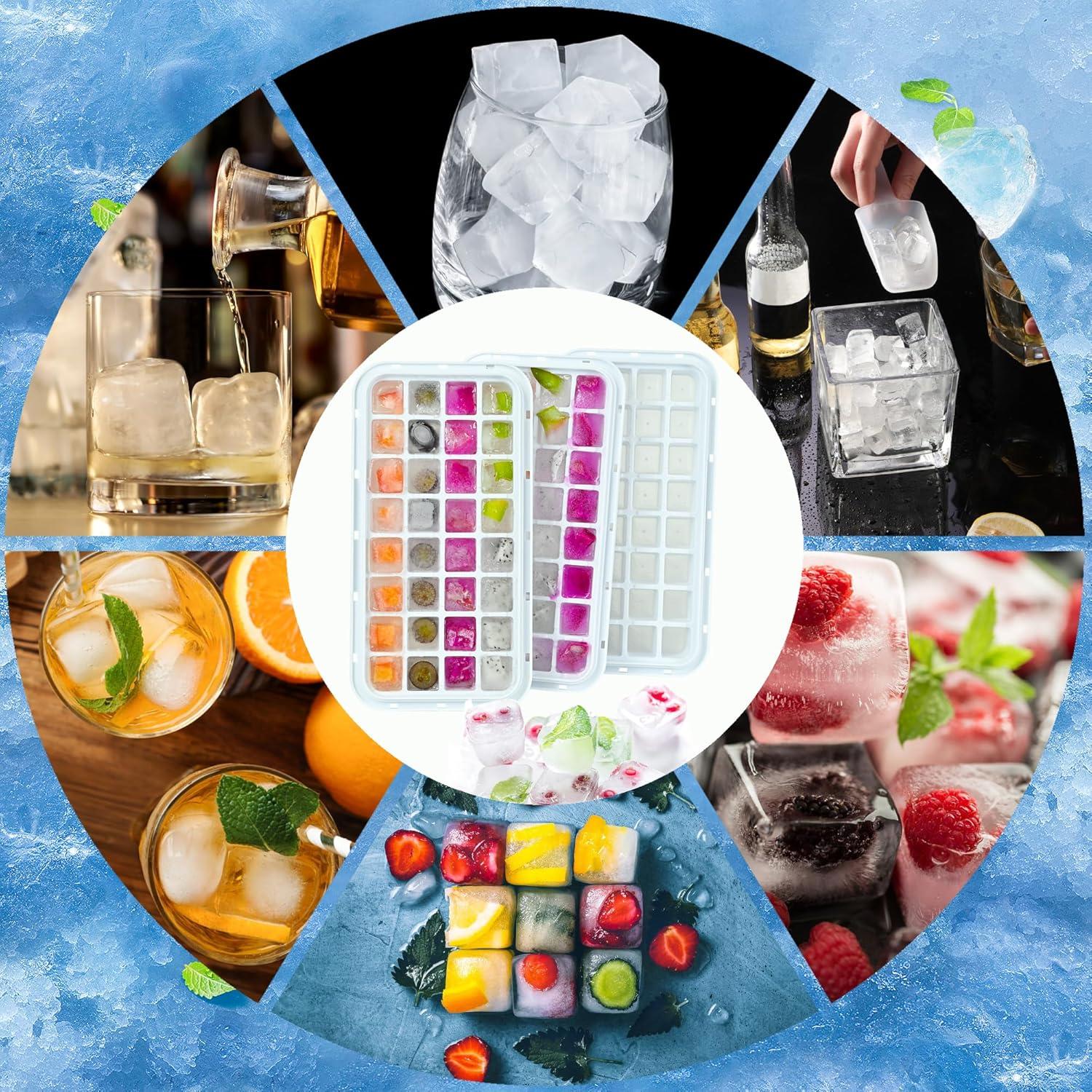 Bandejas de Hielo de Silicona QUELIEN 3 Piezas 32 Cubos