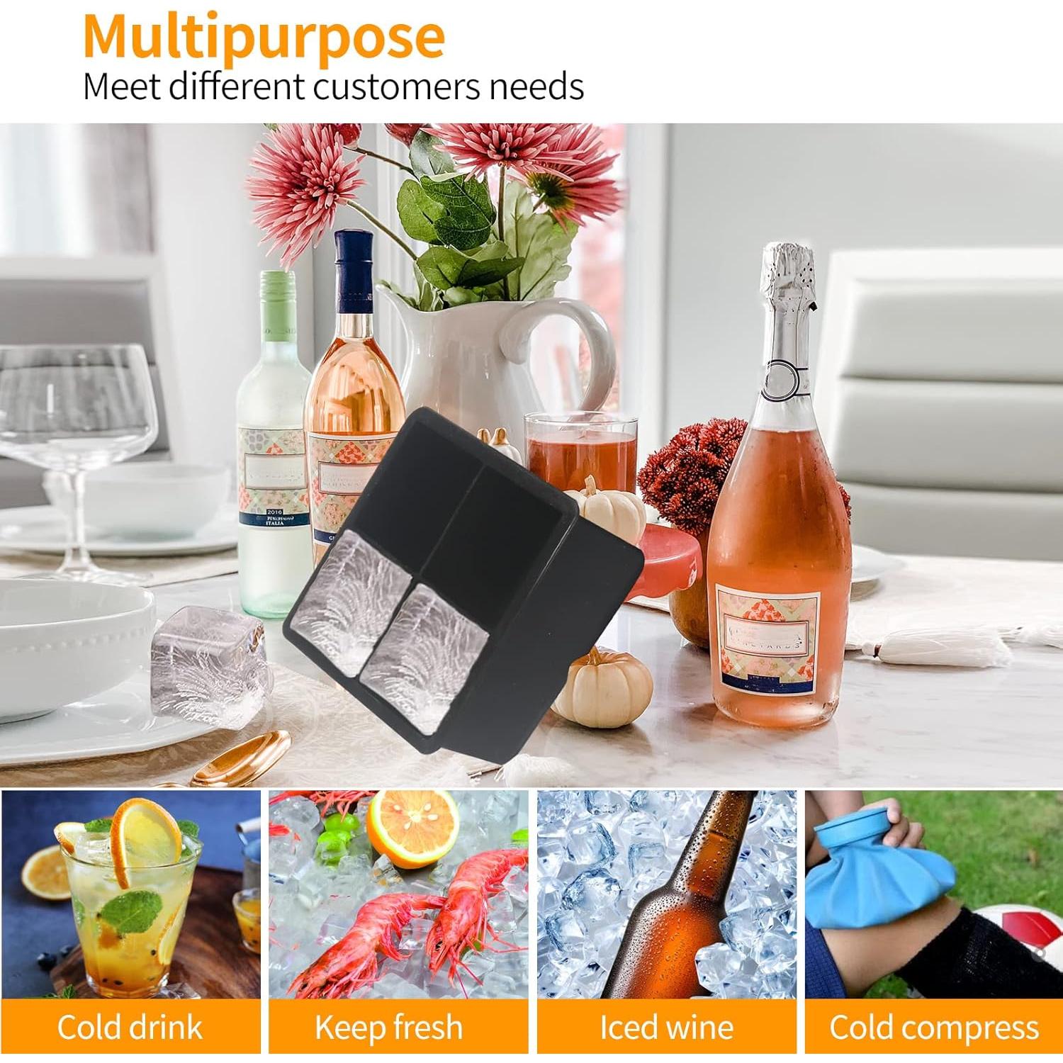 Bandejas de Hielo Grande BECOKIT de Silicona Reutilizables