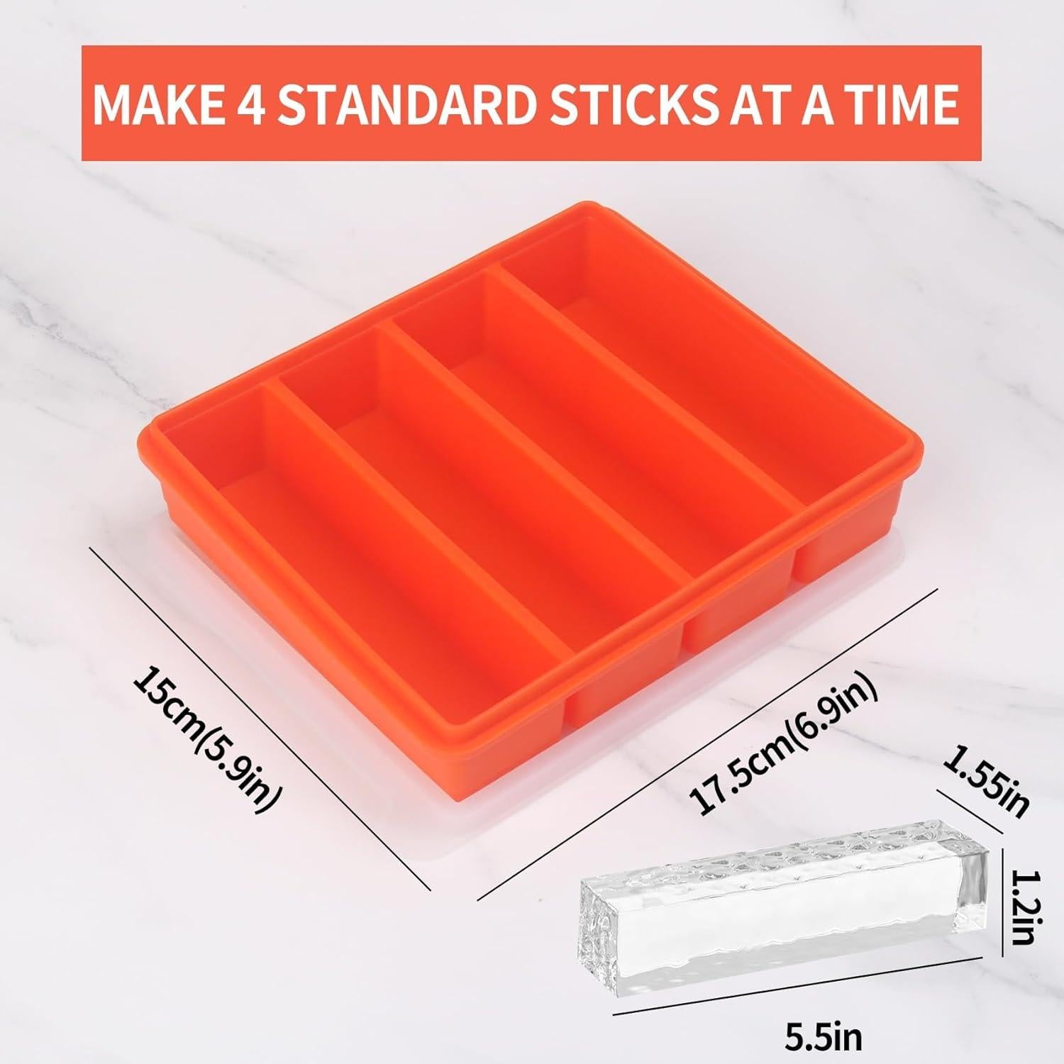 Moldes de Hielo de Silicona Jootic 2 Paquetes Naranja 160ml