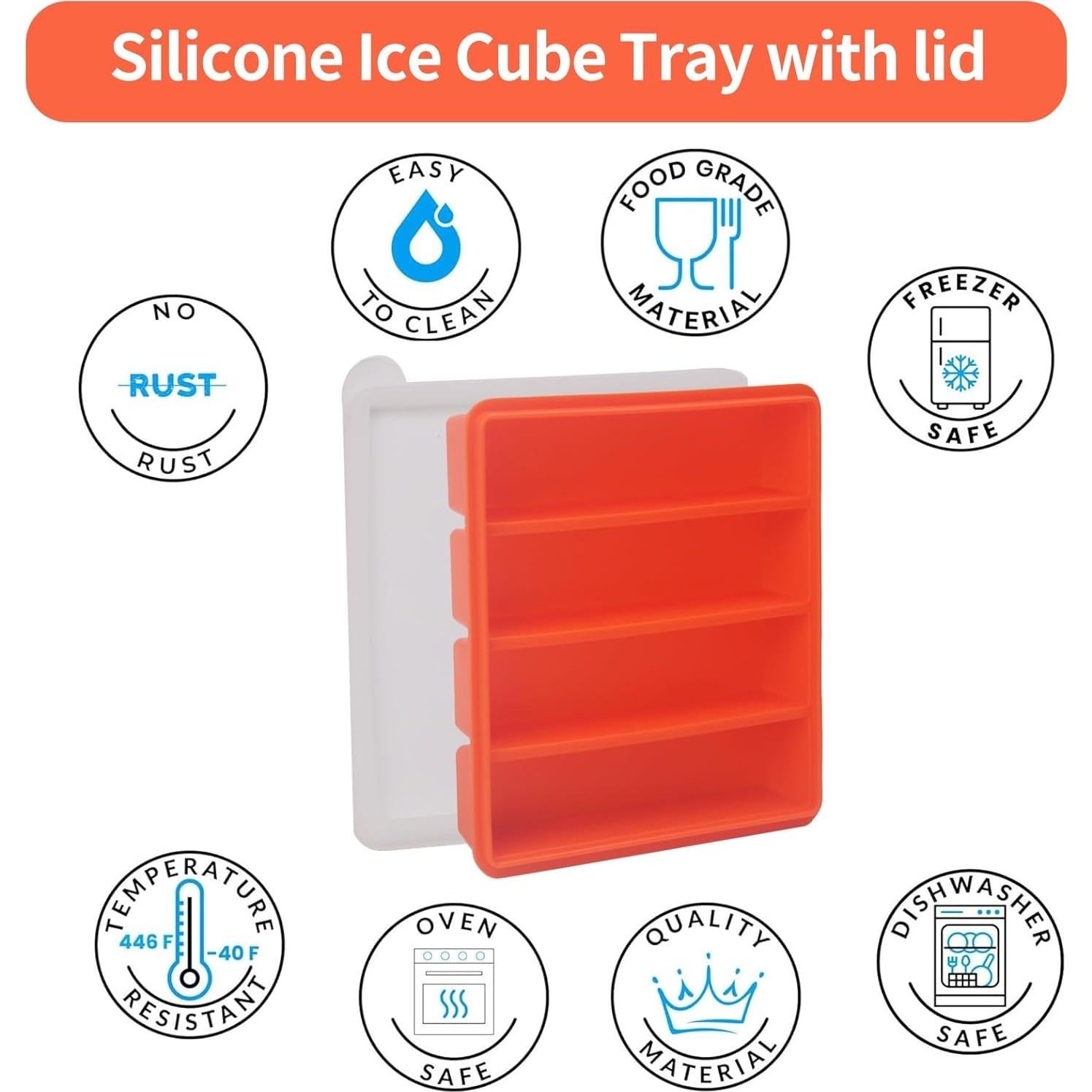 Moldes de Hielo de Silicona Jootic 2 Paquetes Naranja 160ml
