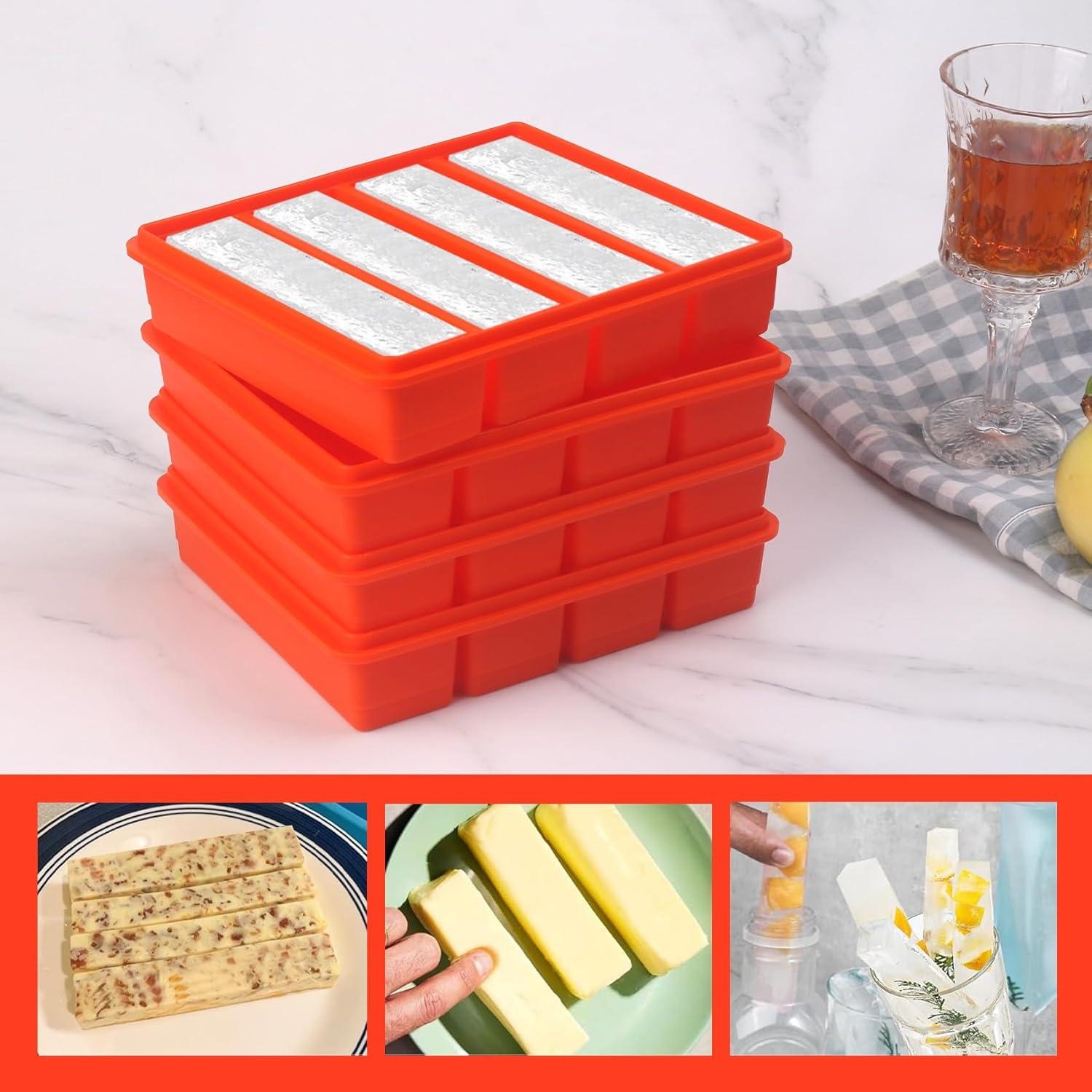 Moldes de Hielo de Silicona Jootic 2 Paquetes Naranja 160ml