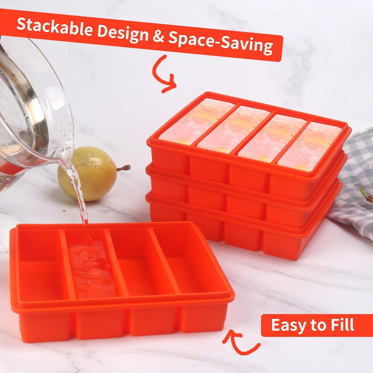 Moldes de Hielo de Silicona Jootic 2 Paquetes Naranja 160ml