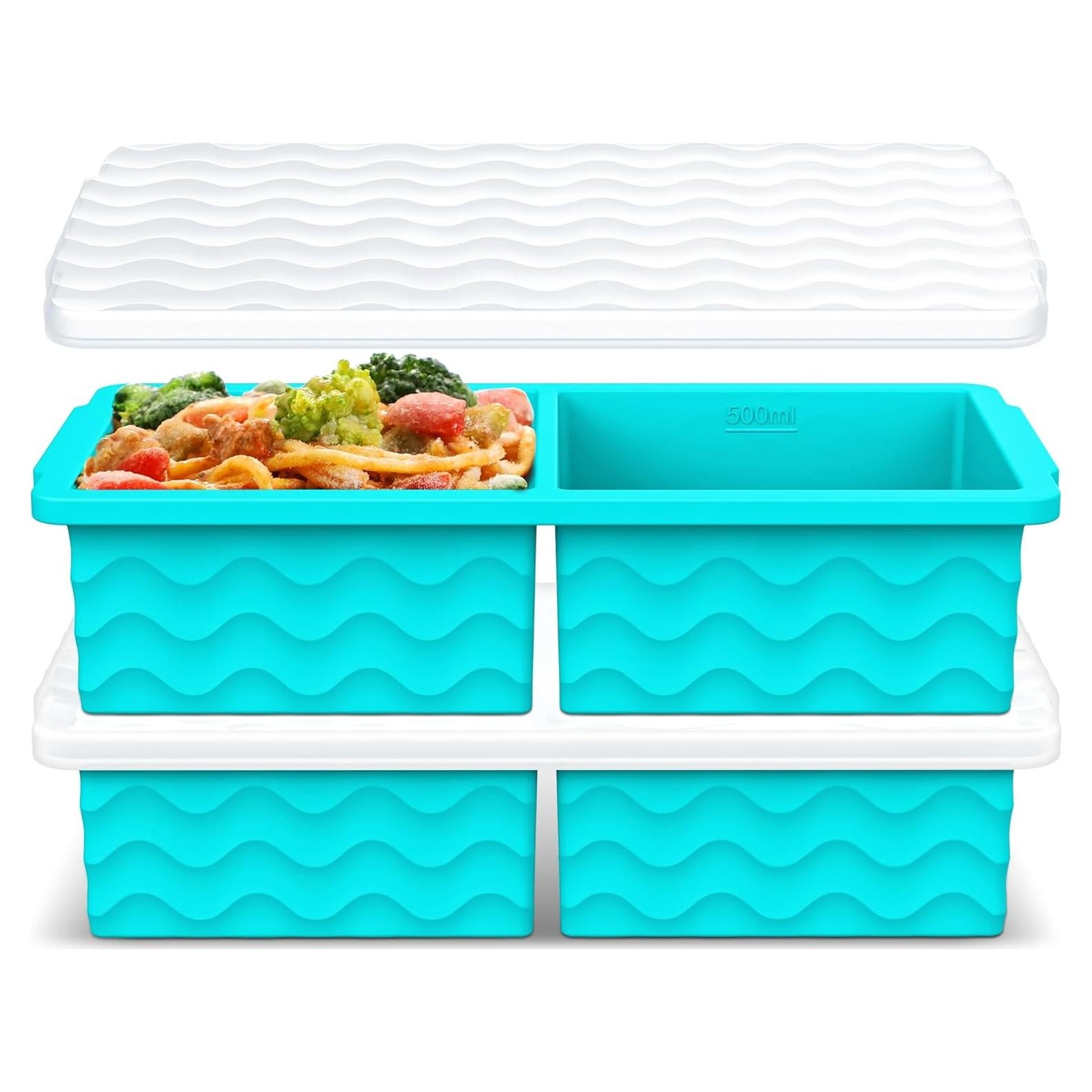 Bandeja de Silicona para Congelador Aopigavi 2 Tazas Azul