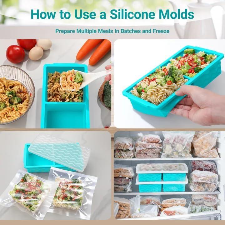 Bandeja de Silicona para Congelador Aopigavi 2 Tazas Azul