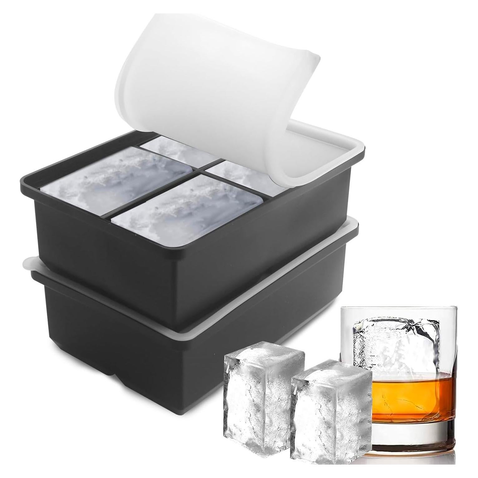 Bandejas de Hielo Grande BECOKIT Silicona 2Pack 16.5x10.7cm