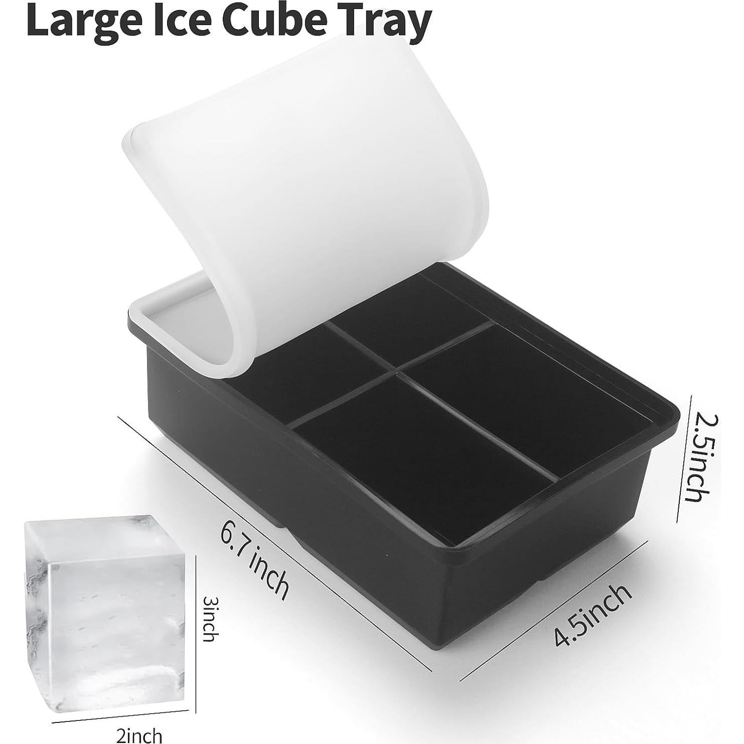 Bandejas de Hielo Grande BECOKIT Silicona 2Pack 16.5x10.7cm