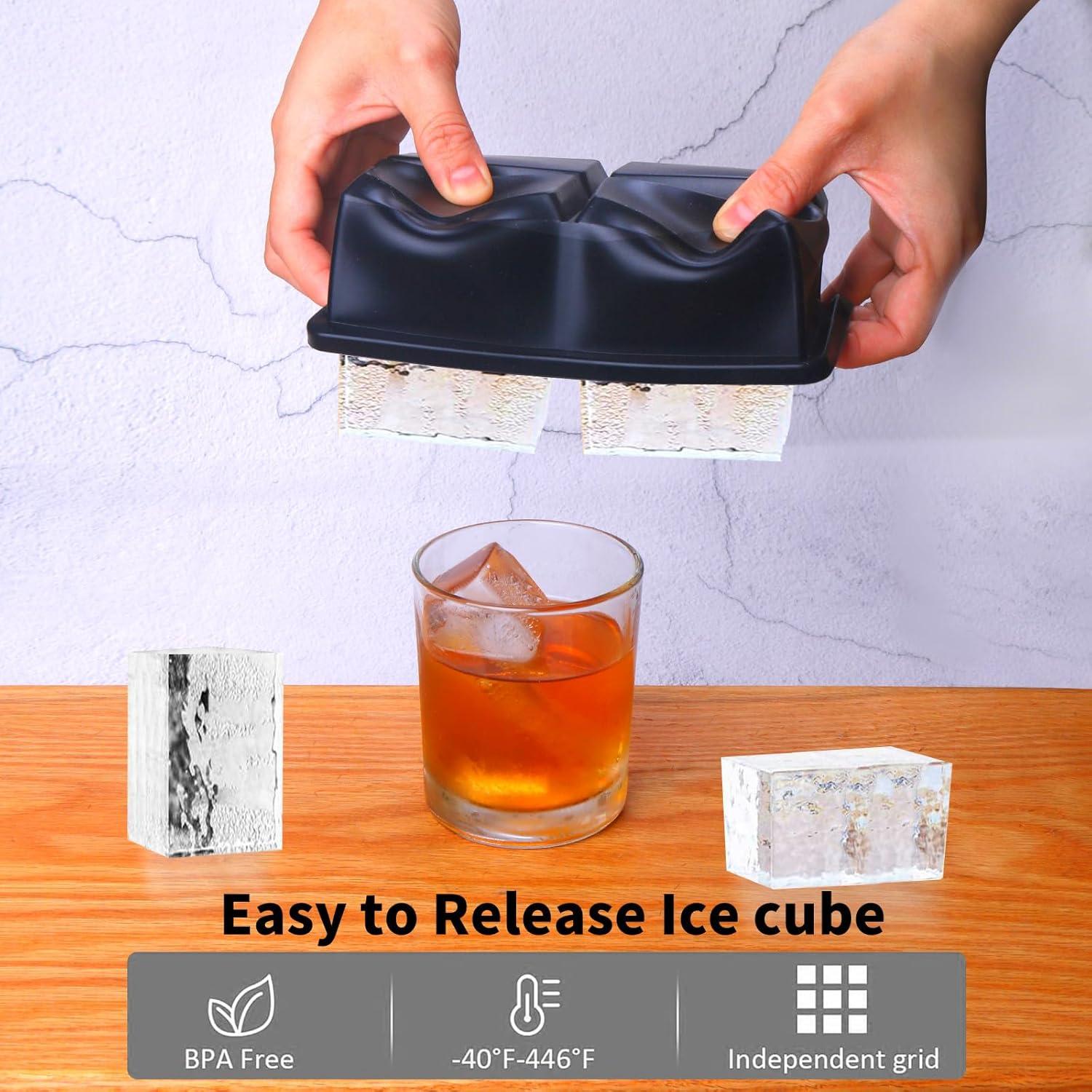 Bandejas de Hielo Grande BECOKIT Silicona 2Pack 16.5x10.7cm