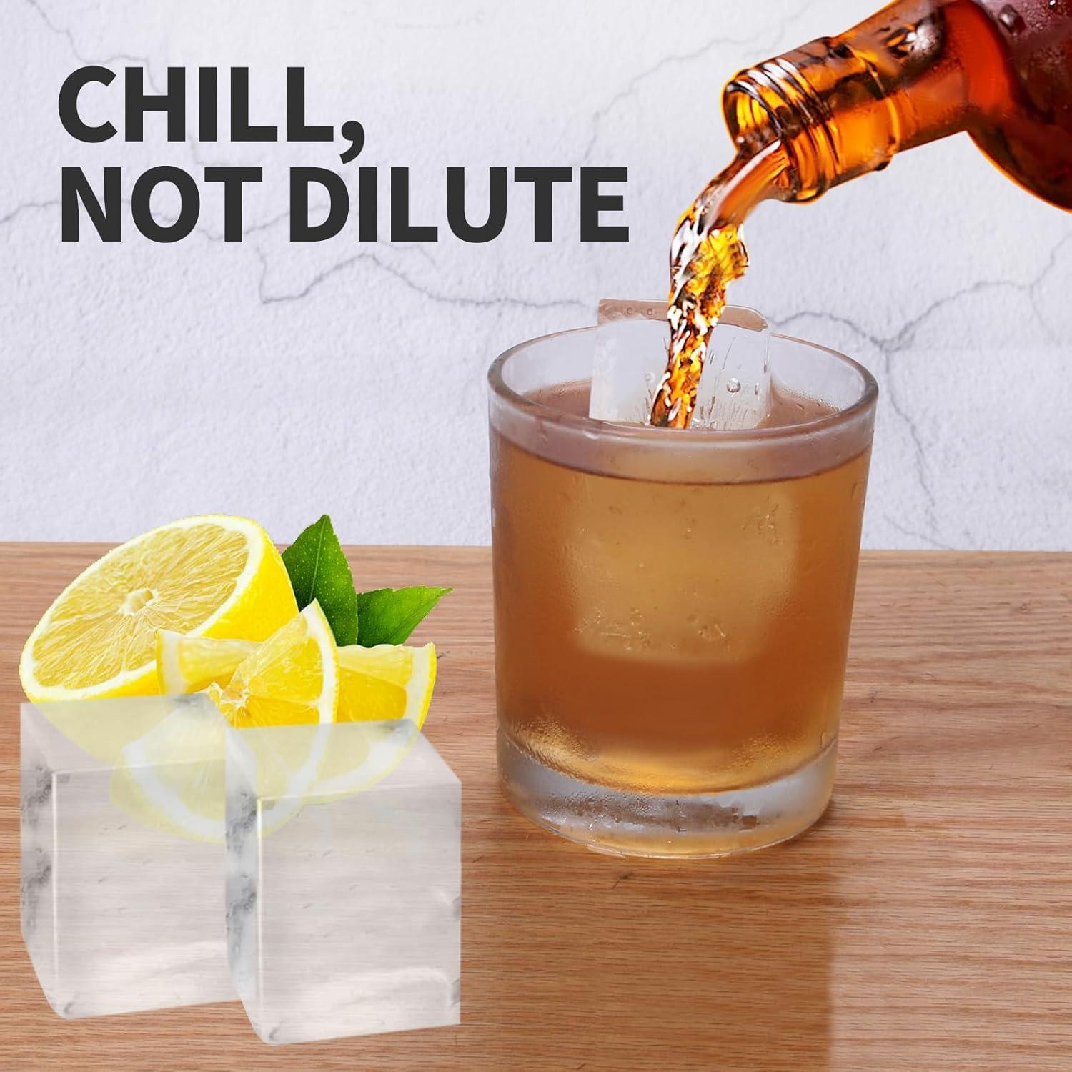 Bandejas de Hielo Grande BECOKIT Silicona 2Pack 16.5x10.7cm