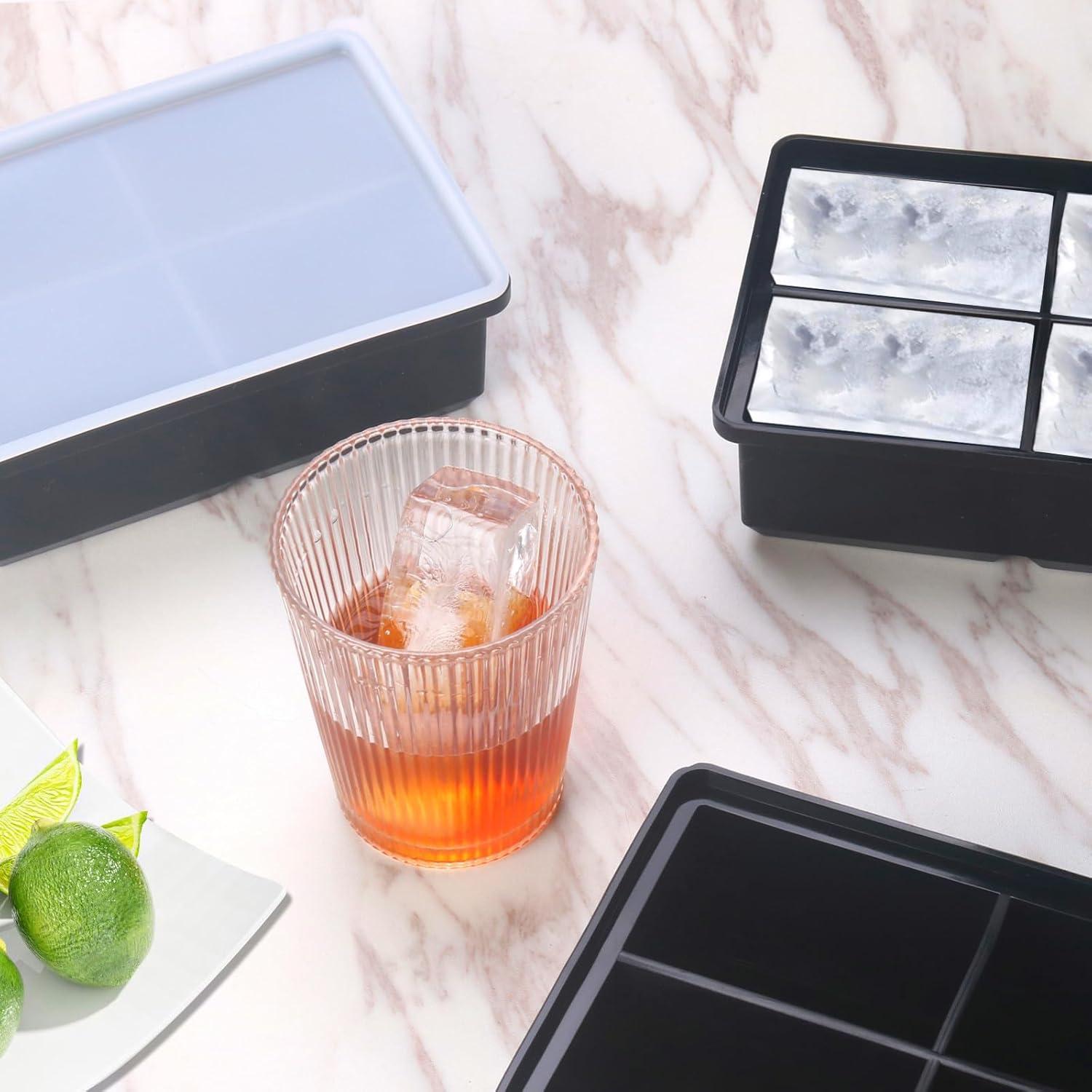 Bandejas de Hielo Grande BECOKIT Silicona 2Pack 16.5x10.7cm