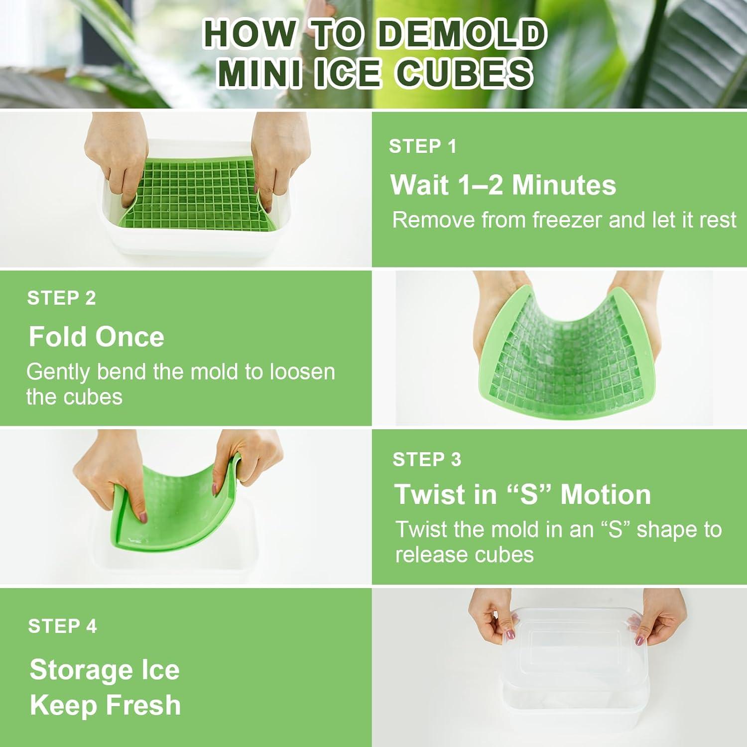 Bandejas de Hielo Mini LUSHYUM 4 Piezas Silicona 640 Cubos