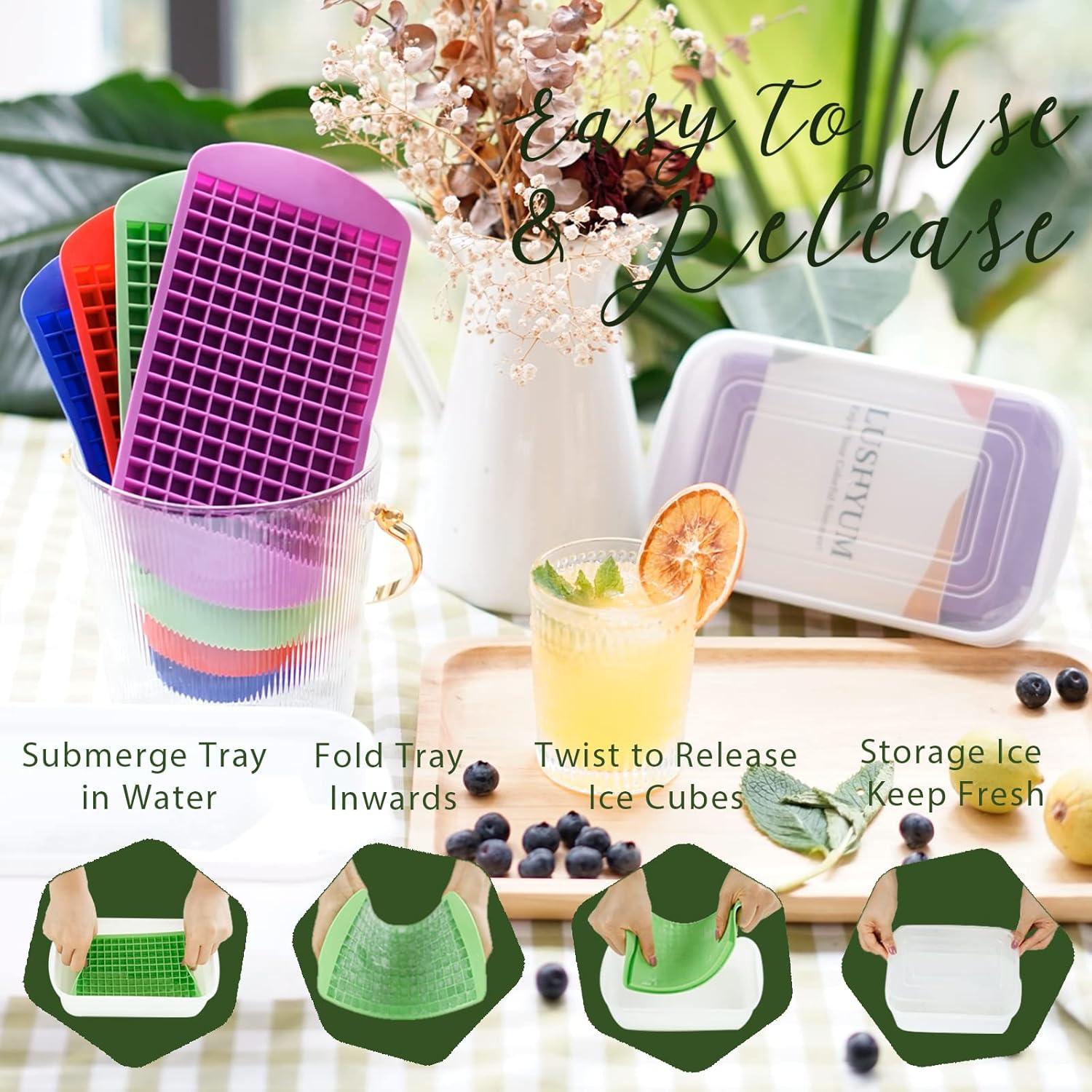 Bandejas de Hielo Mini LUSHYUM 4 Piezas Silicona 640 Cubos