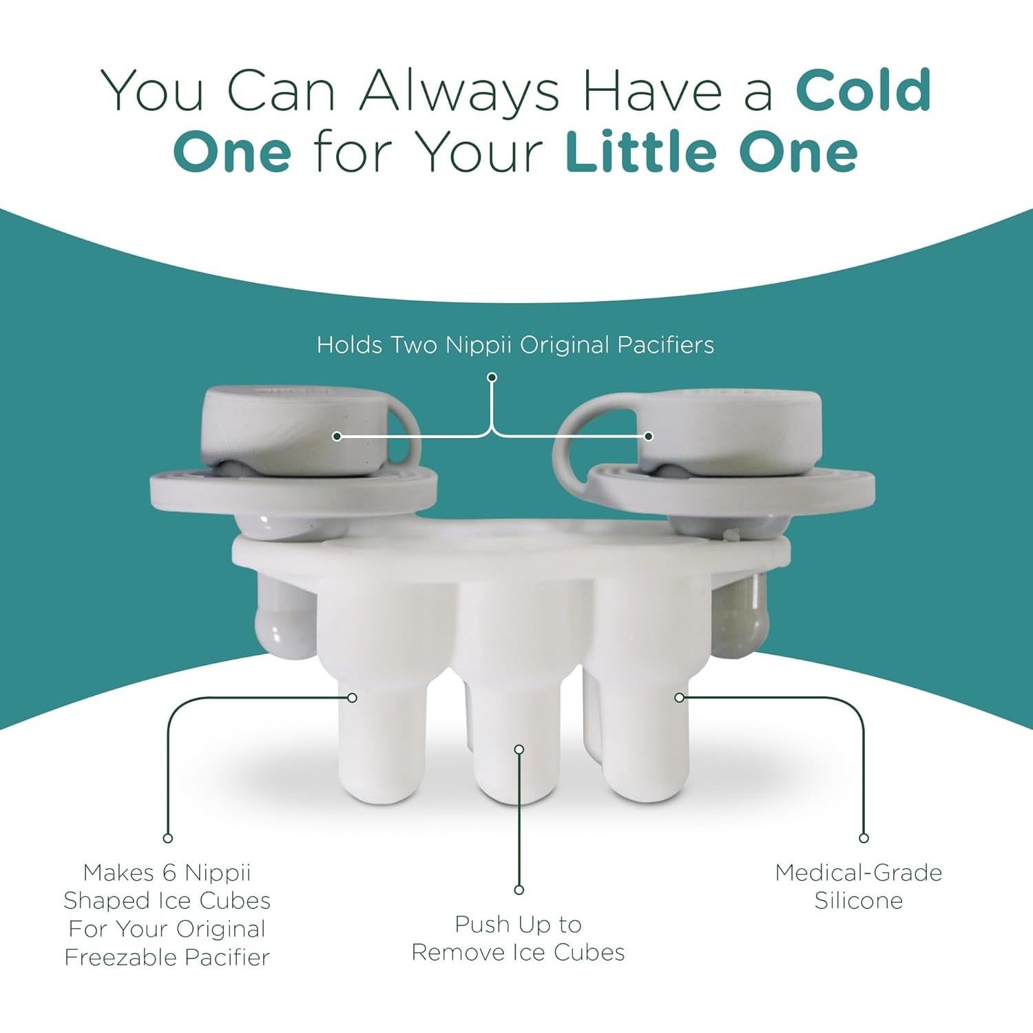Bandeja de Hielo Silicona Nippii para Chupete Masticable 6 Cubos