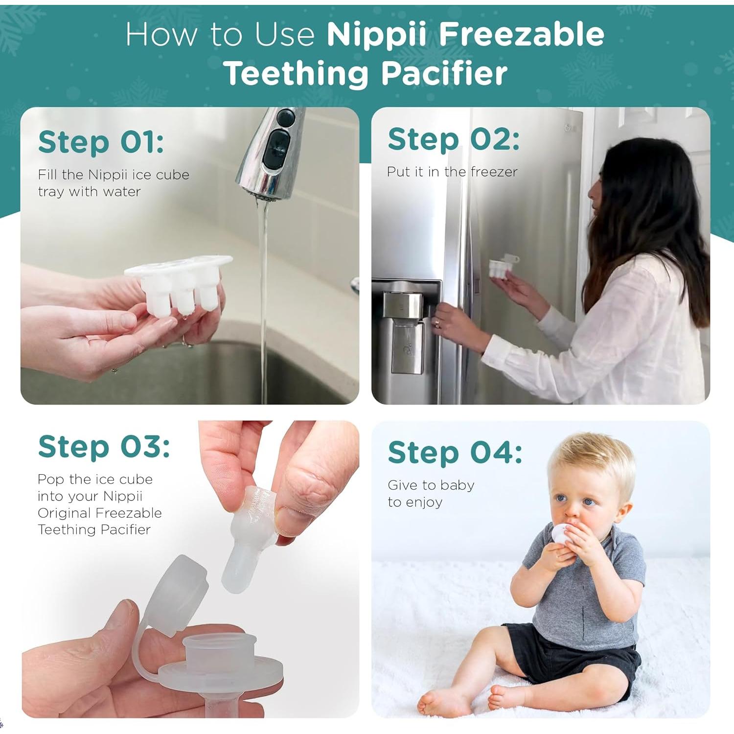 Bandeja de Hielo Silicona Nippii para Chupete Masticable 6 Cubos