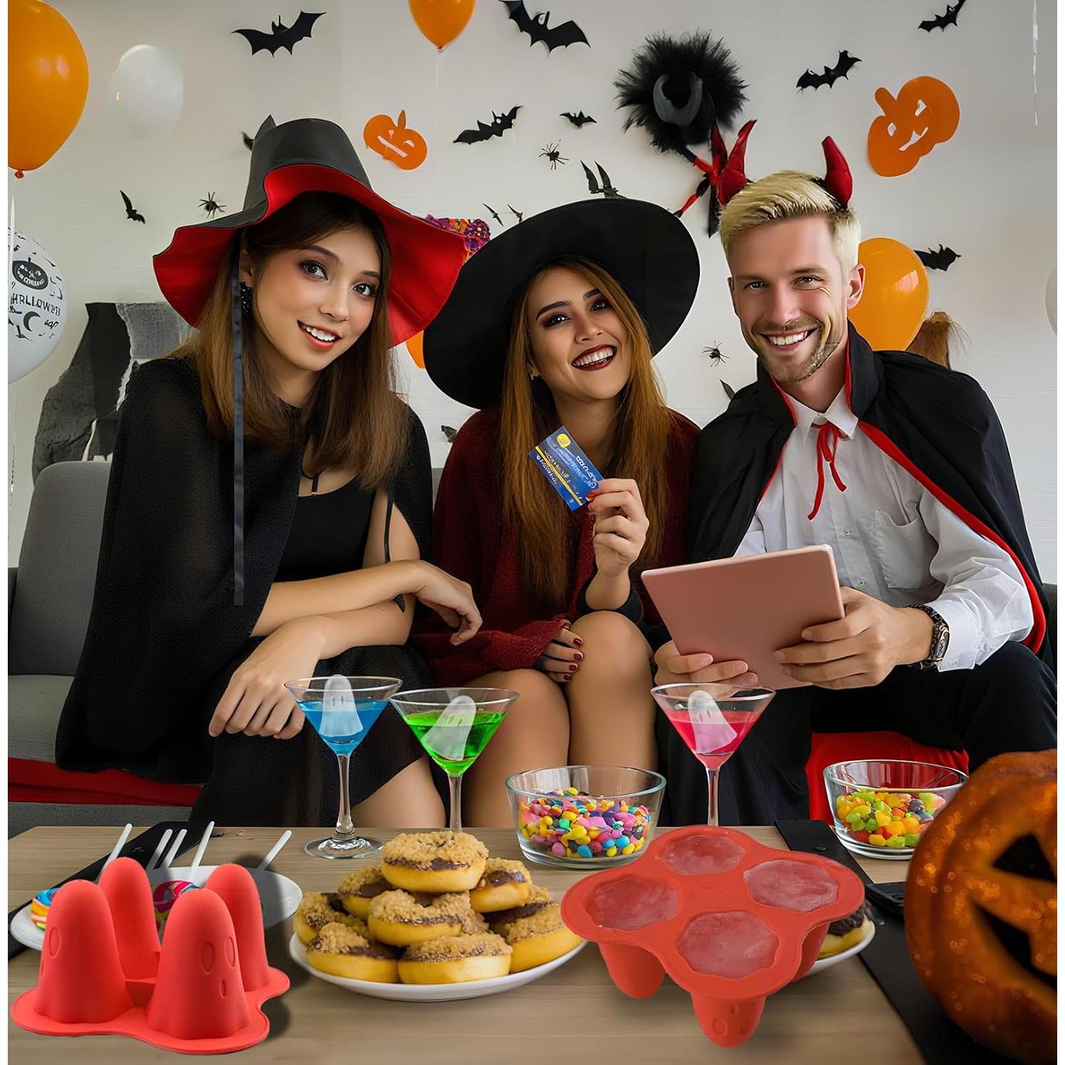 Molde de Hielo Fantasma LEBERY 4 Pcs Silicona Halloween