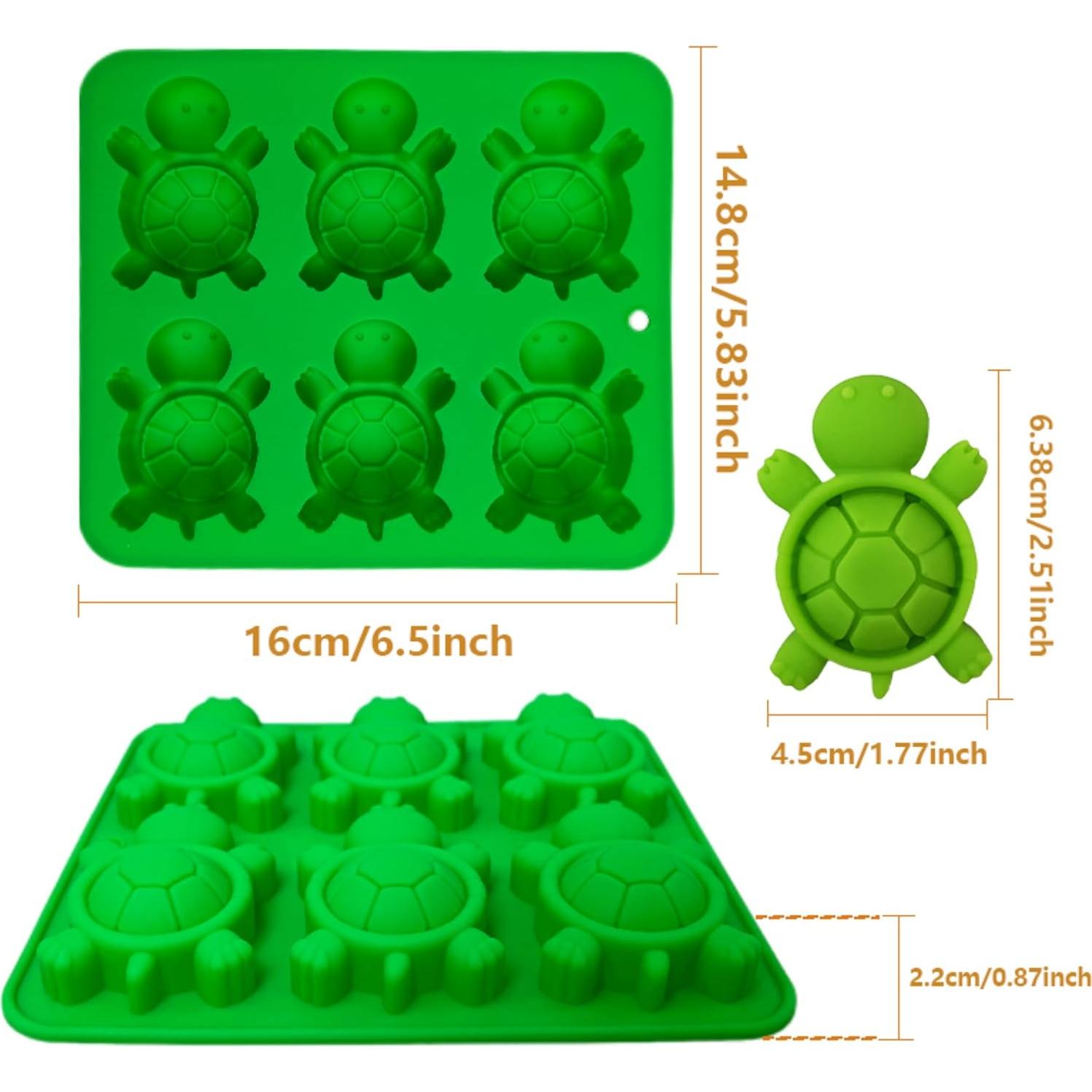 Molde de Silicona Sofliym Tortuga 2 Piezas 6 Cavidades Verde