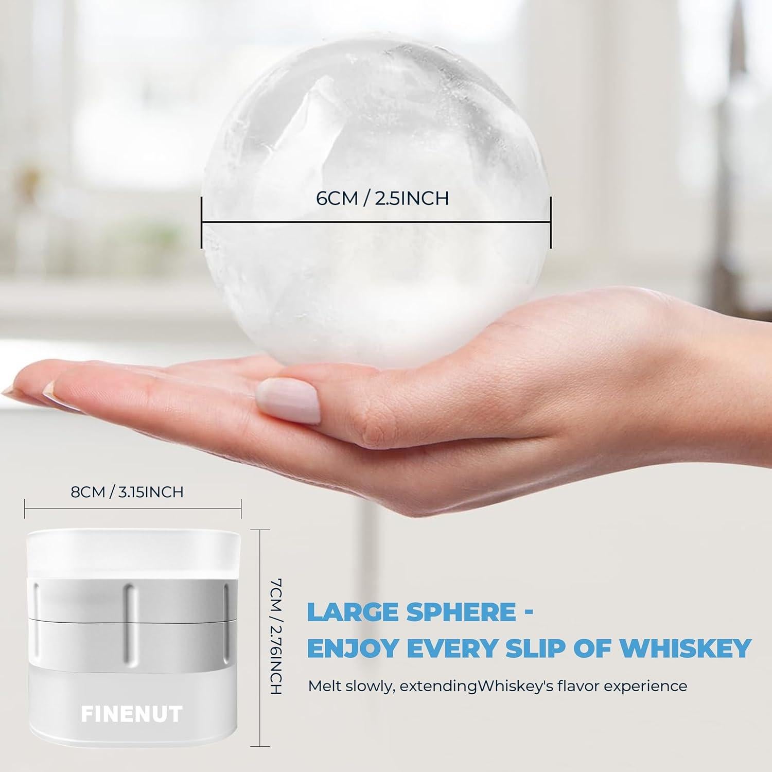 Molde de Hielo en Bola de Silicona FINENUT 4PCS 6.35 cm