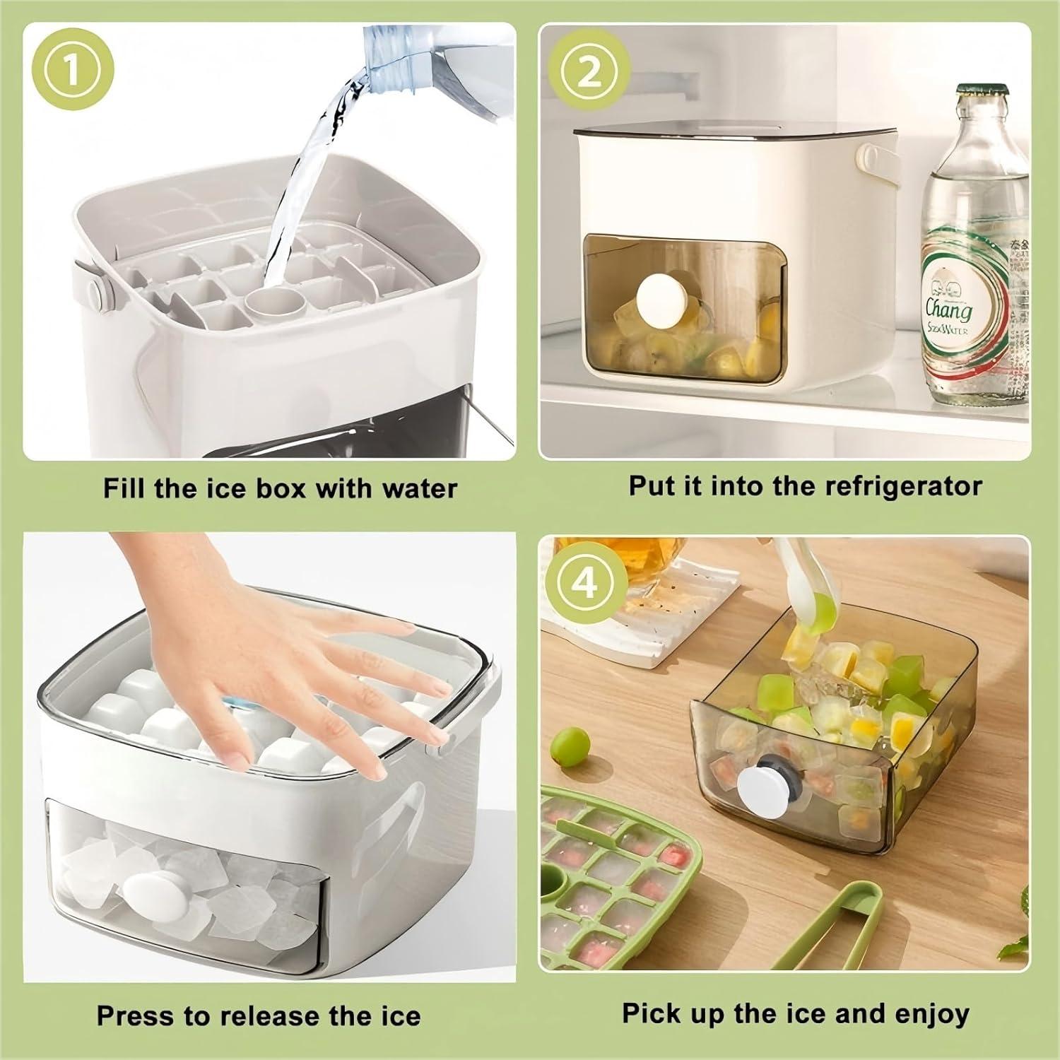 Bandeja de Hielo TAREG con Tapa y Contenedor - 48 Cubos