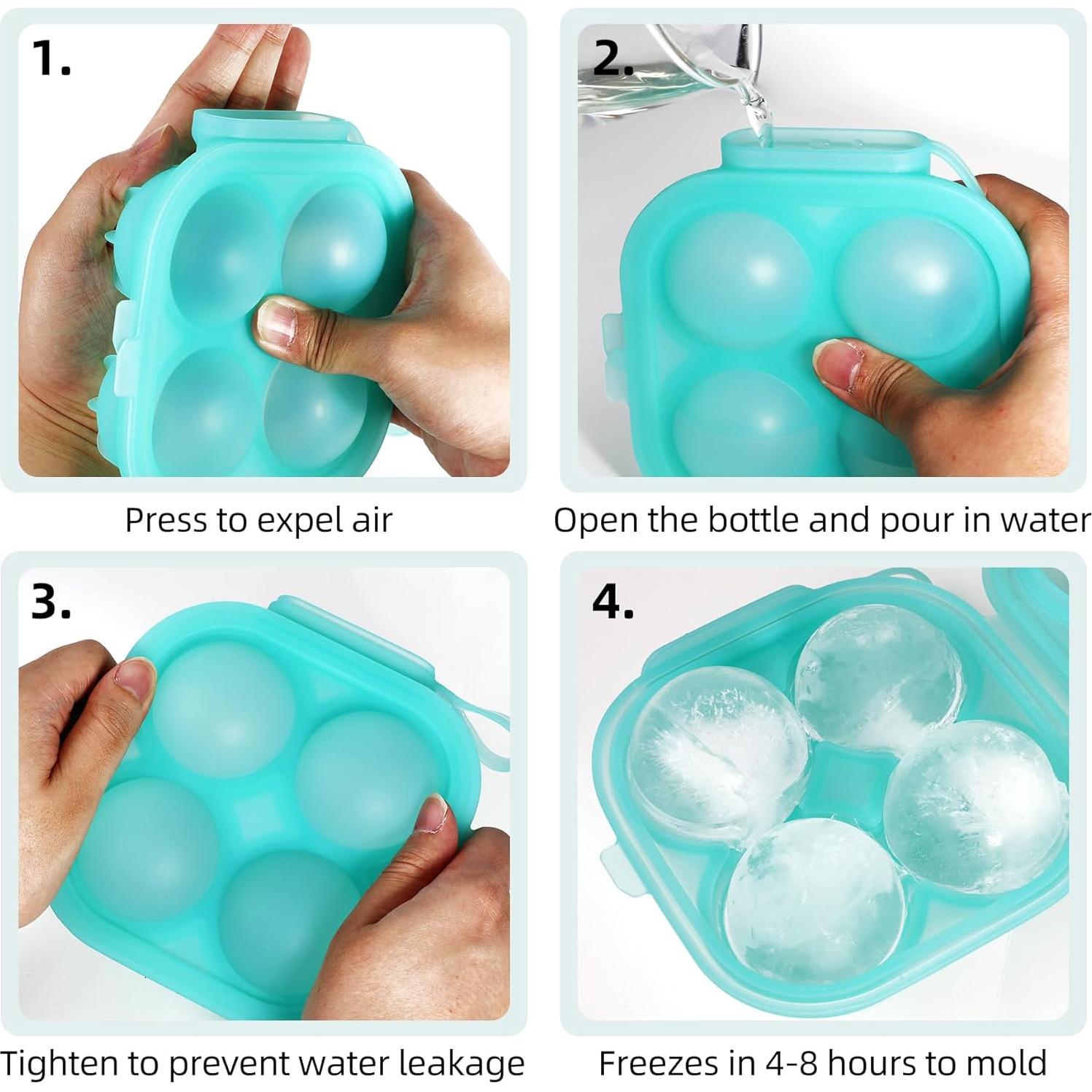 Molde de Hielo Redondo Grande Shemakes 4 Cavidades Silicona