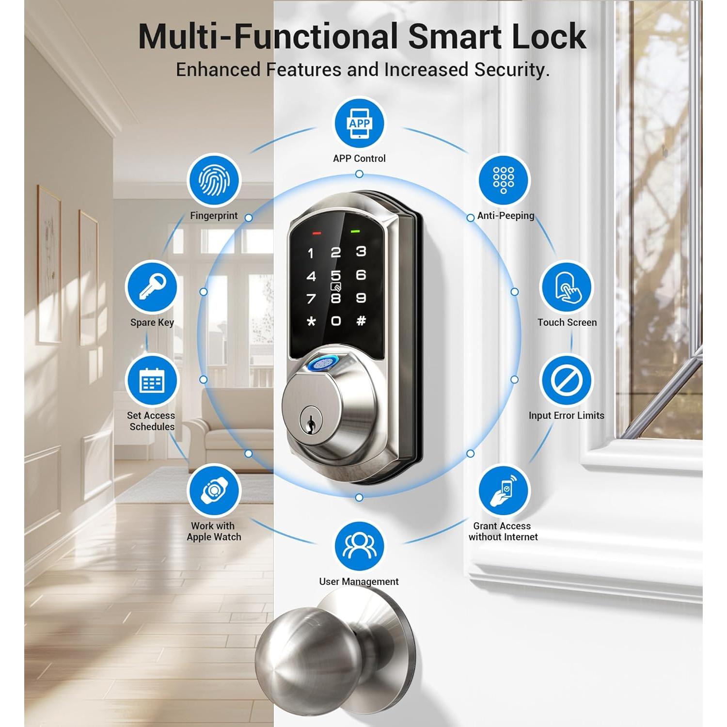 Cerradura Inteligente Veise VE07 con Huella Dactilar y App