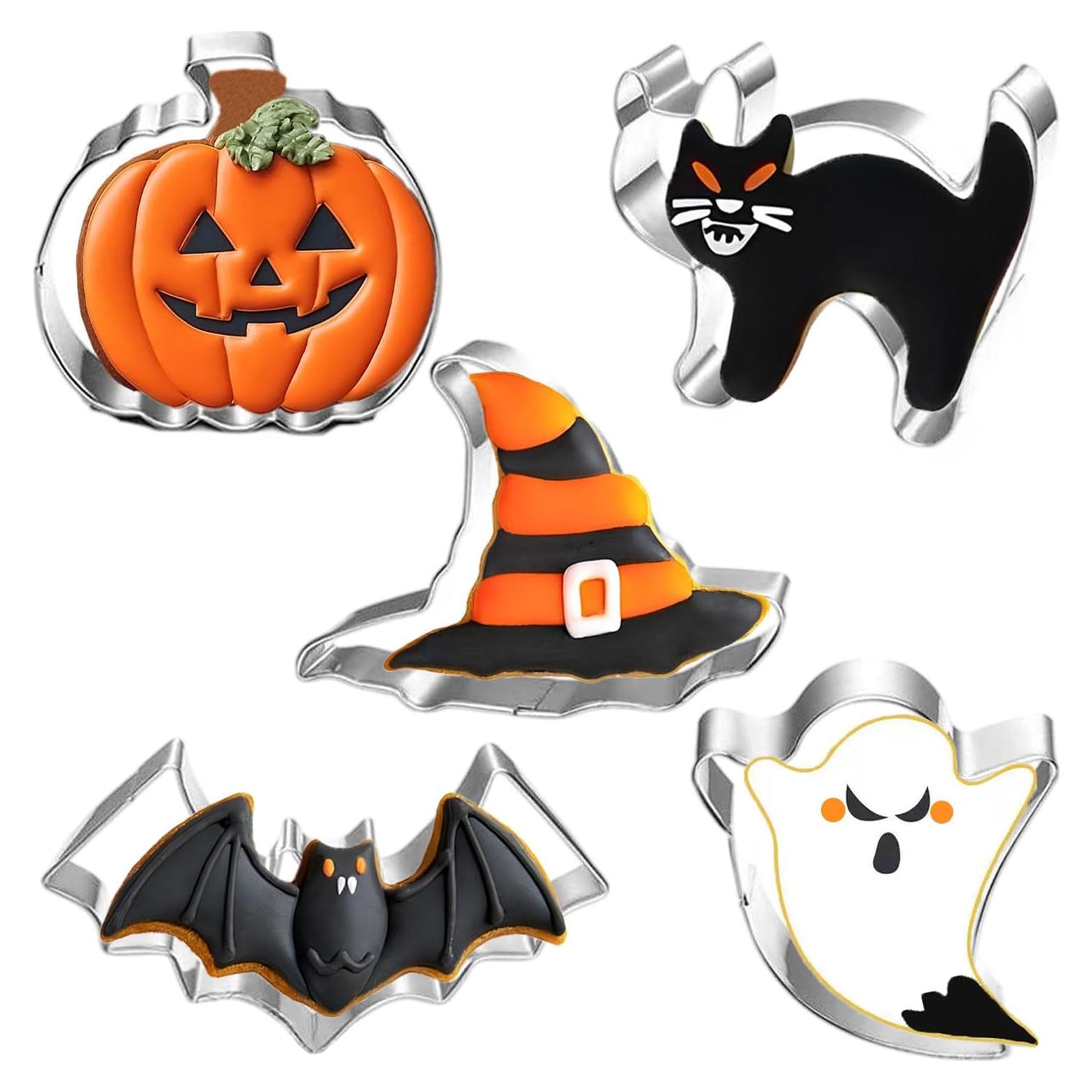 Juego de 5 Cortadores de Galletas Halloween Hodvya - Acero Inoxidable