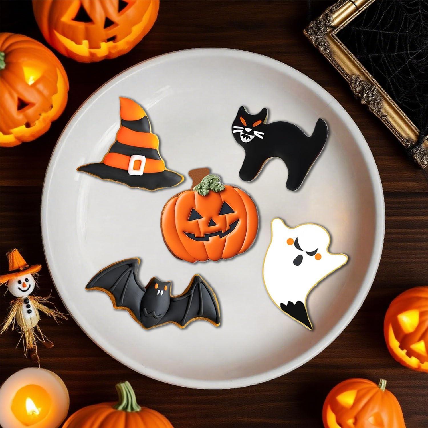 Juego de 5 Cortadores de Galletas Halloween Hodvya - Acero Inoxidable