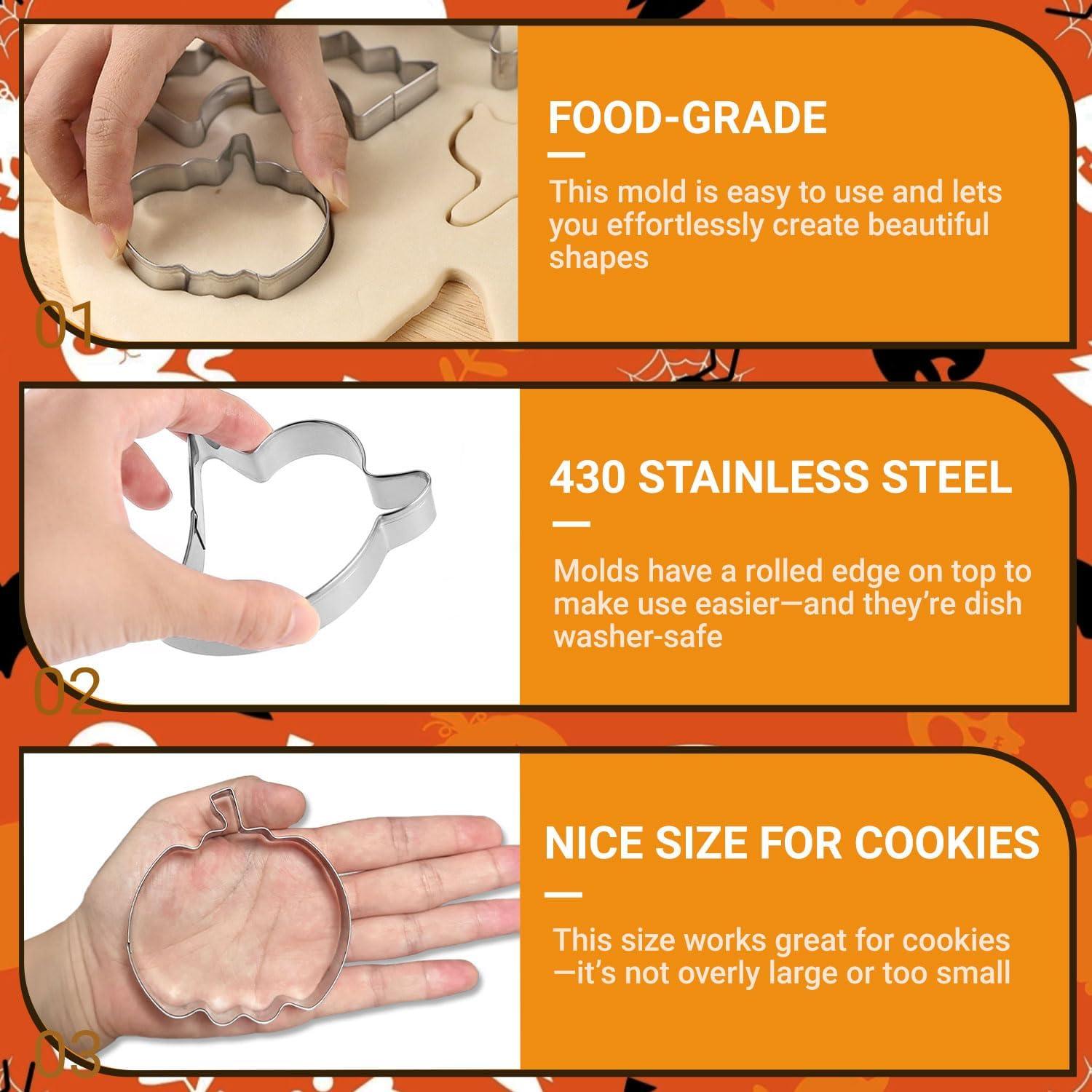 Juego de 5 Cortadores de Galletas Halloween Hodvya - Acero Inoxidable