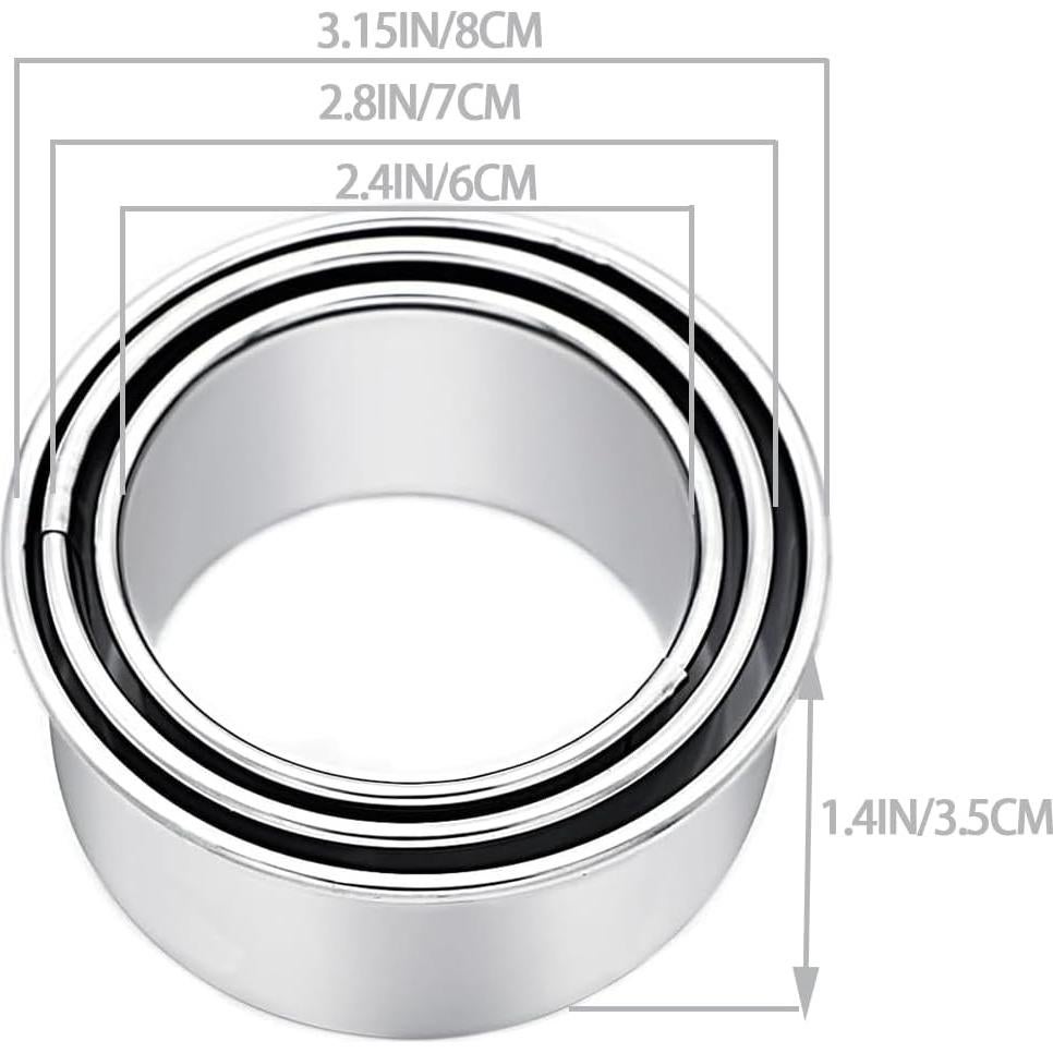 Juego de Cortadores de Galletas Redondos Tppyony - 3 Piezas Acero Inoxidable