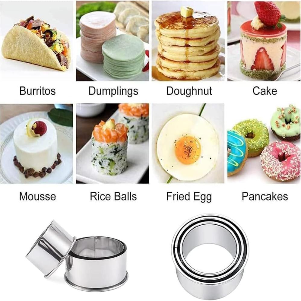 Juego de Cortadores de Galletas Redondos Tppyony - 3 Piezas Acero Inoxidable