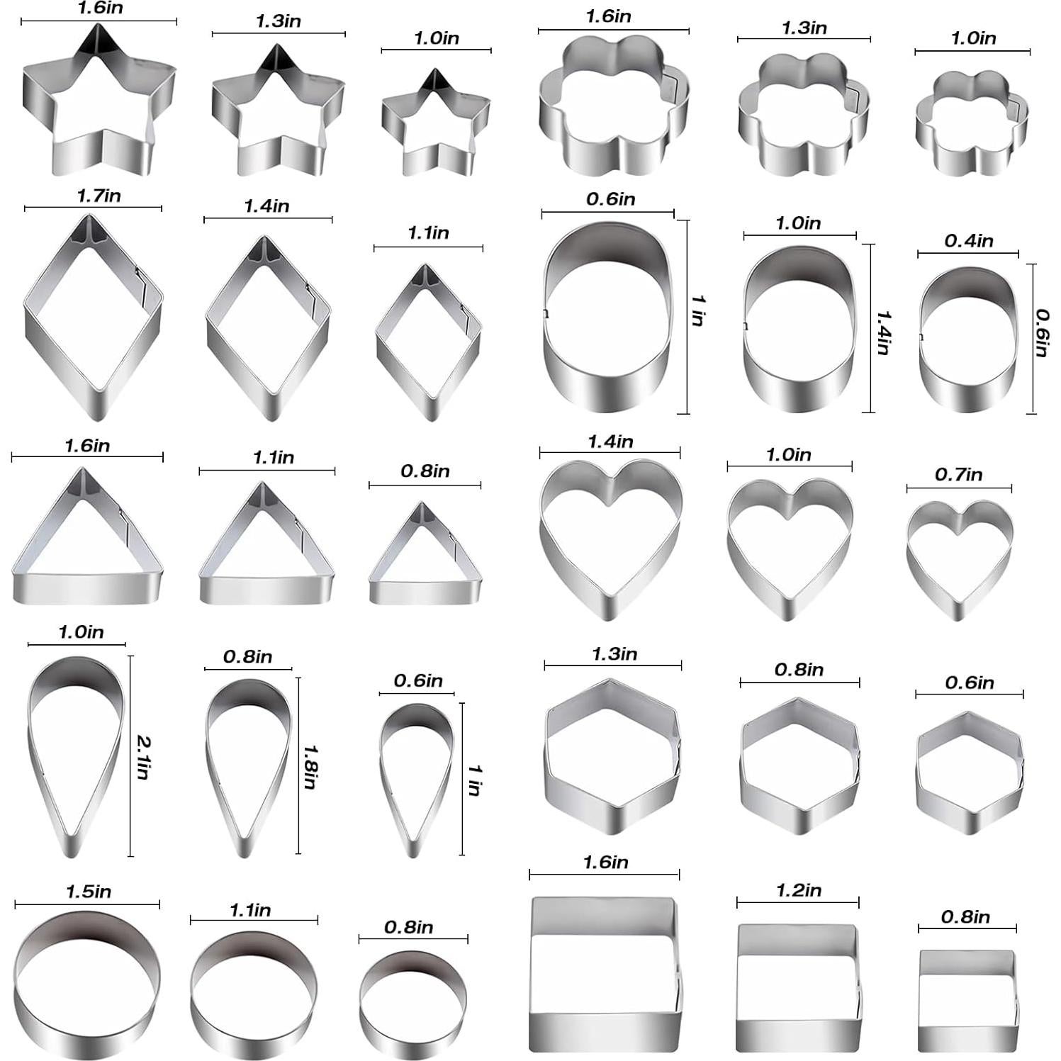 Juego de Cortadores de Galletas PEAKCLOUDS - 30 Piezas de Acero Inoxidable