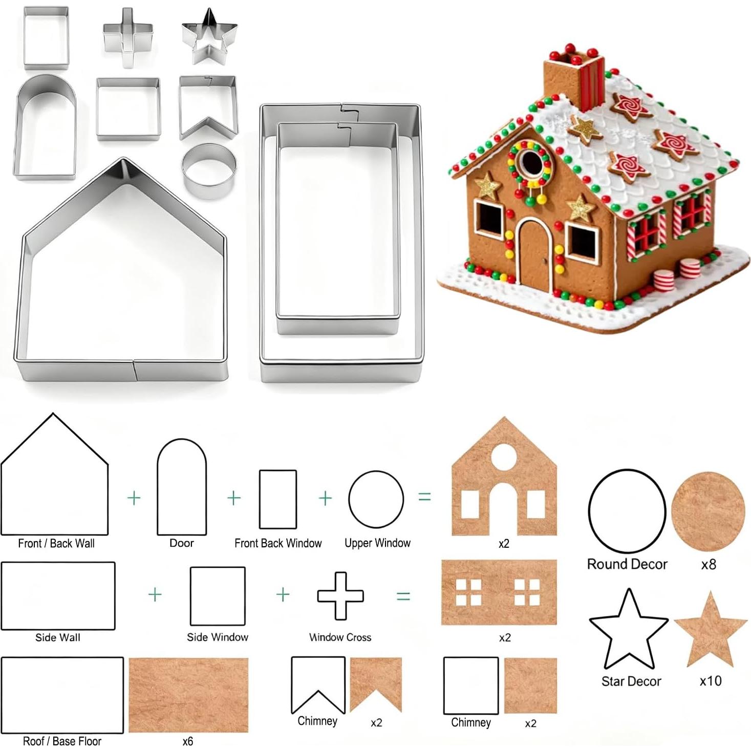 Juego de 10 Cortadores de Galletas Casa de Jengibre YomiFamily