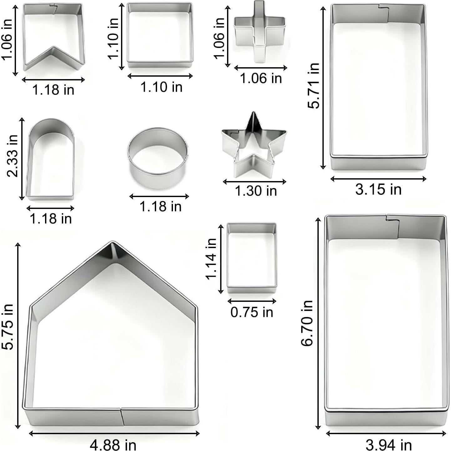 Juego de 10 Cortadores de Galletas Casa de Jengibre YomiFamily