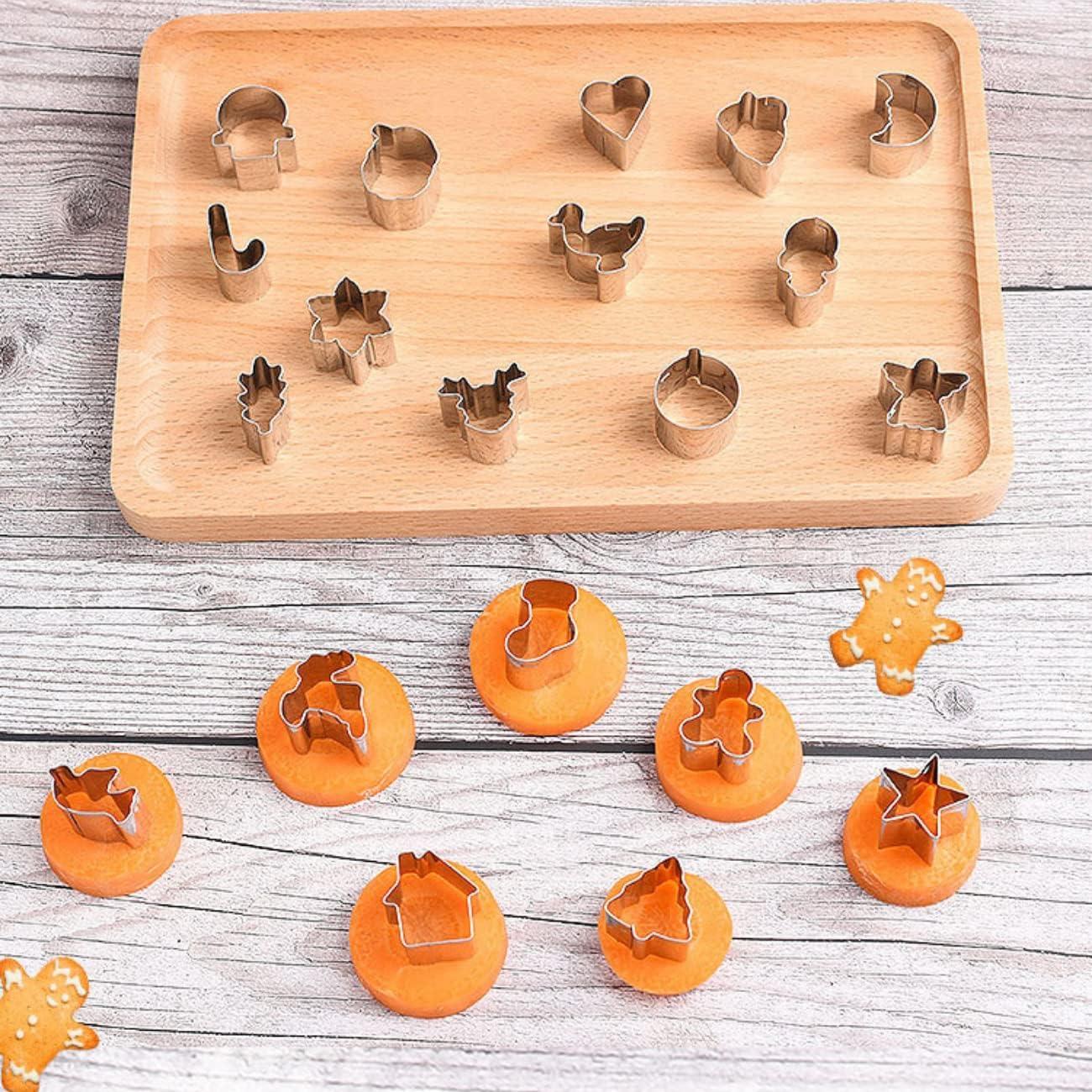 Christmas Cookie Cutters Set,20PCS Mini Christmas Cookie Cutters Stainless Steel Gingerbread Man Tree Snowflake Candy Cane Santa Snowman Reindeer and More