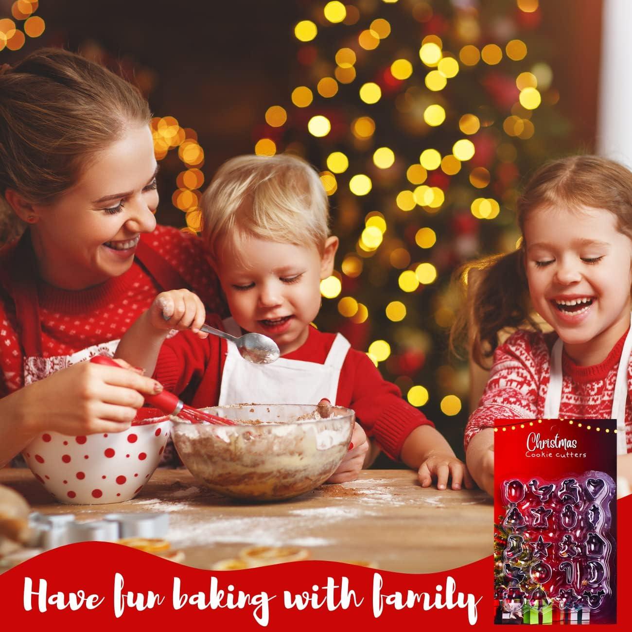 Christmas Cookie Cutters Set,20PCS Mini Christmas Cookie Cutters Stainless Steel Gingerbread Man Tree Snowflake Candy Cane Santa Snowman Reindeer and More