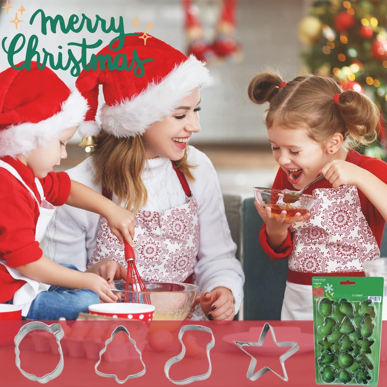 Juego de Cortadores de Galletas de Navidad Mini 15 Piezas Acero Inoxidable