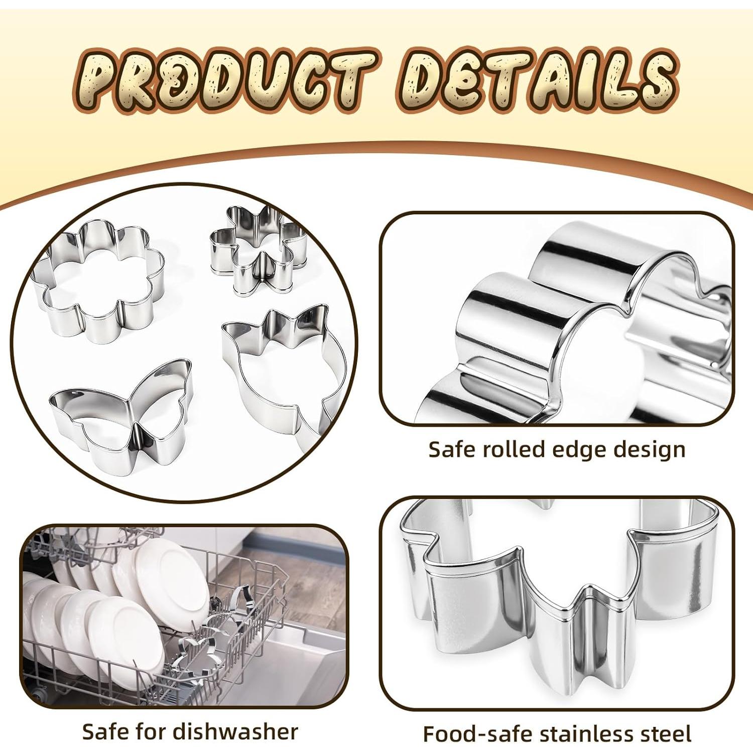 Juego de 6 Cortadores de Galletas KINYFY Acero Inoxidable Flores