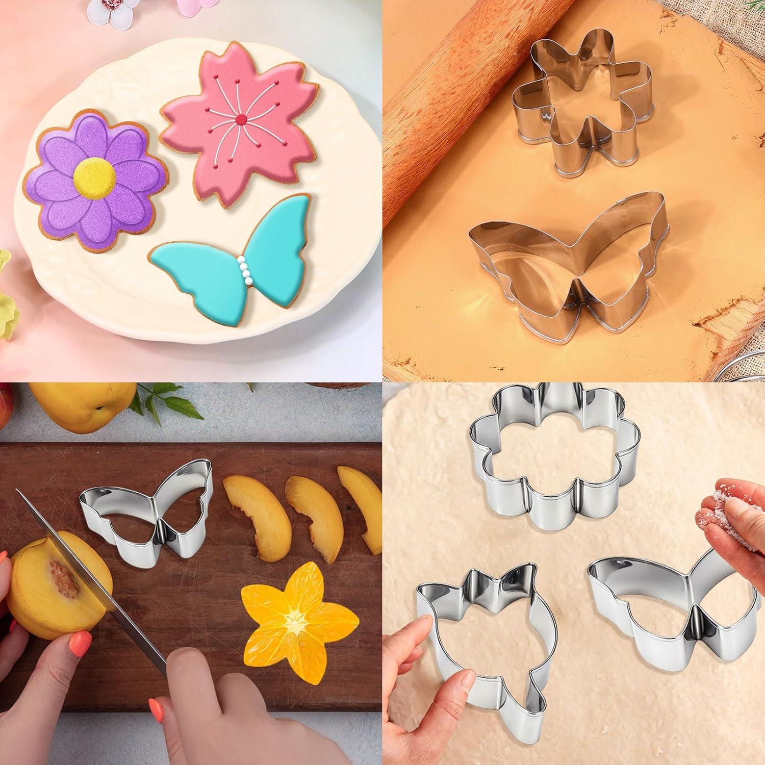 Juego de 6 Cortadores de Galletas KINYFY Acero Inoxidable Flores