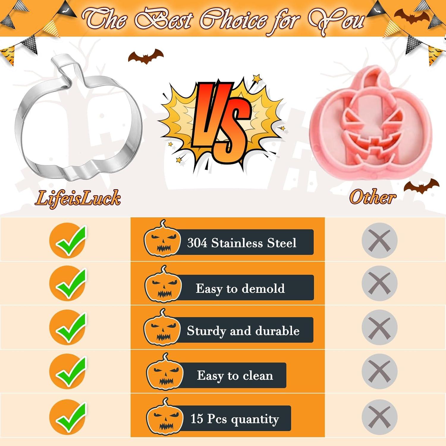 Juego de 15 Cortadores de Galletas Halloween LifeisLuck