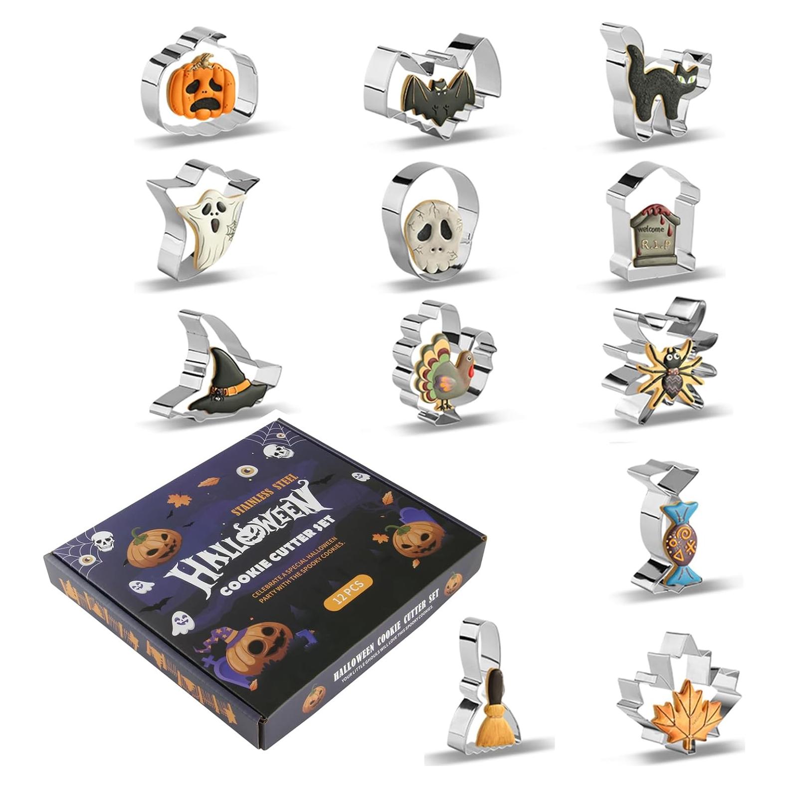 Juego de 12 Cortadores de Galletas Halloween SurgeHai - Acero Inoxidable