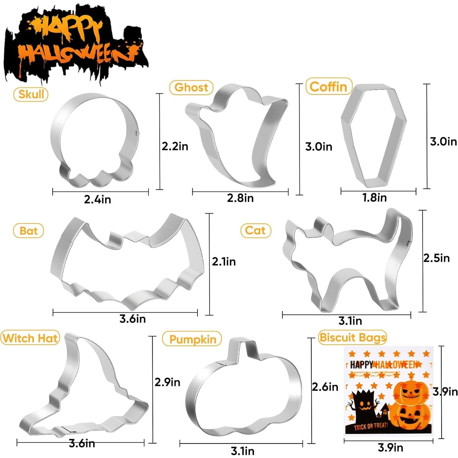 Juego de Cortadores de Galletas Halloween Tomotato 7 Piezas Acero Inoxidable