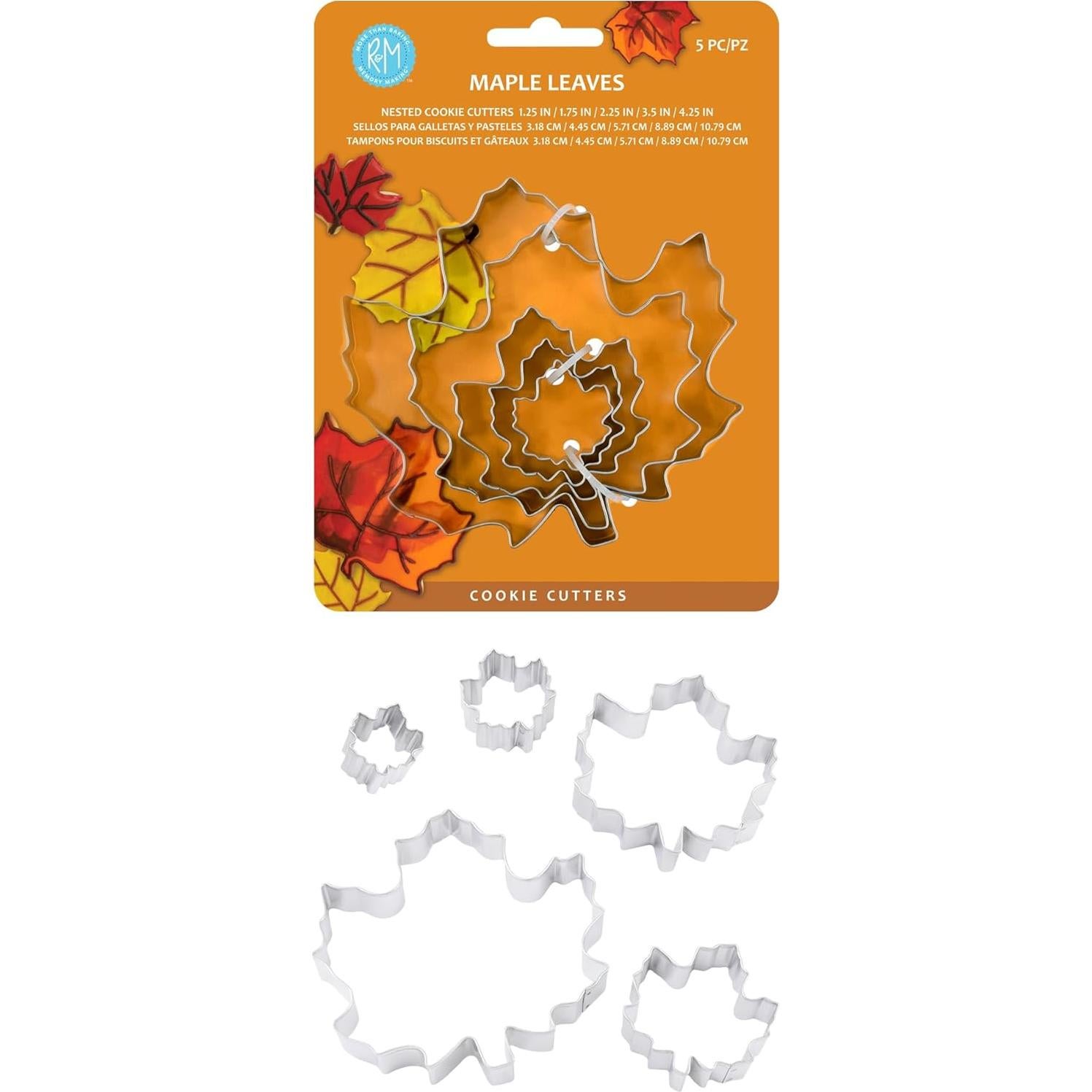Juego de 5 Cortadores de Galletas R&M Hoja de Arce Acero