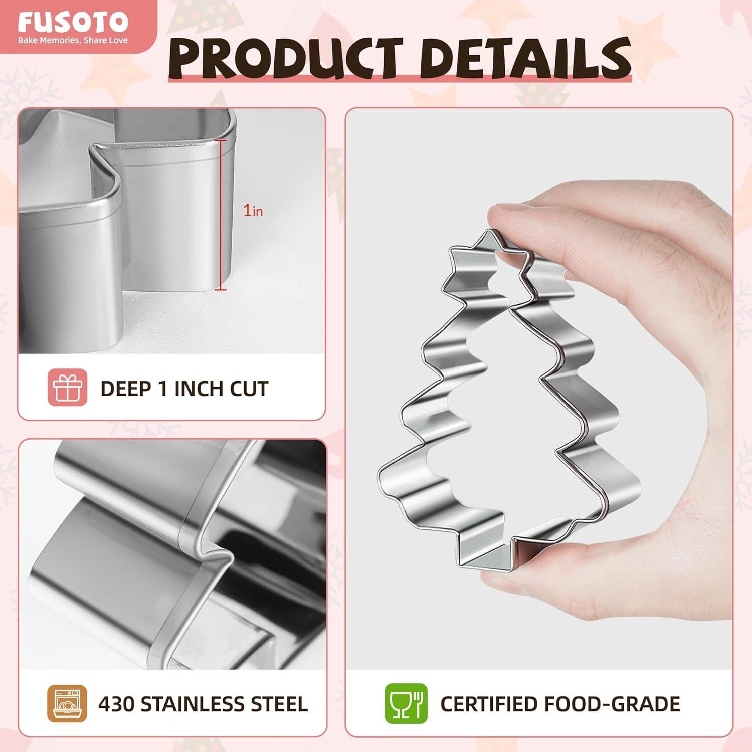 Juego de 6 Cortadores de Galletas FUSOTO en Acero Inoxidable