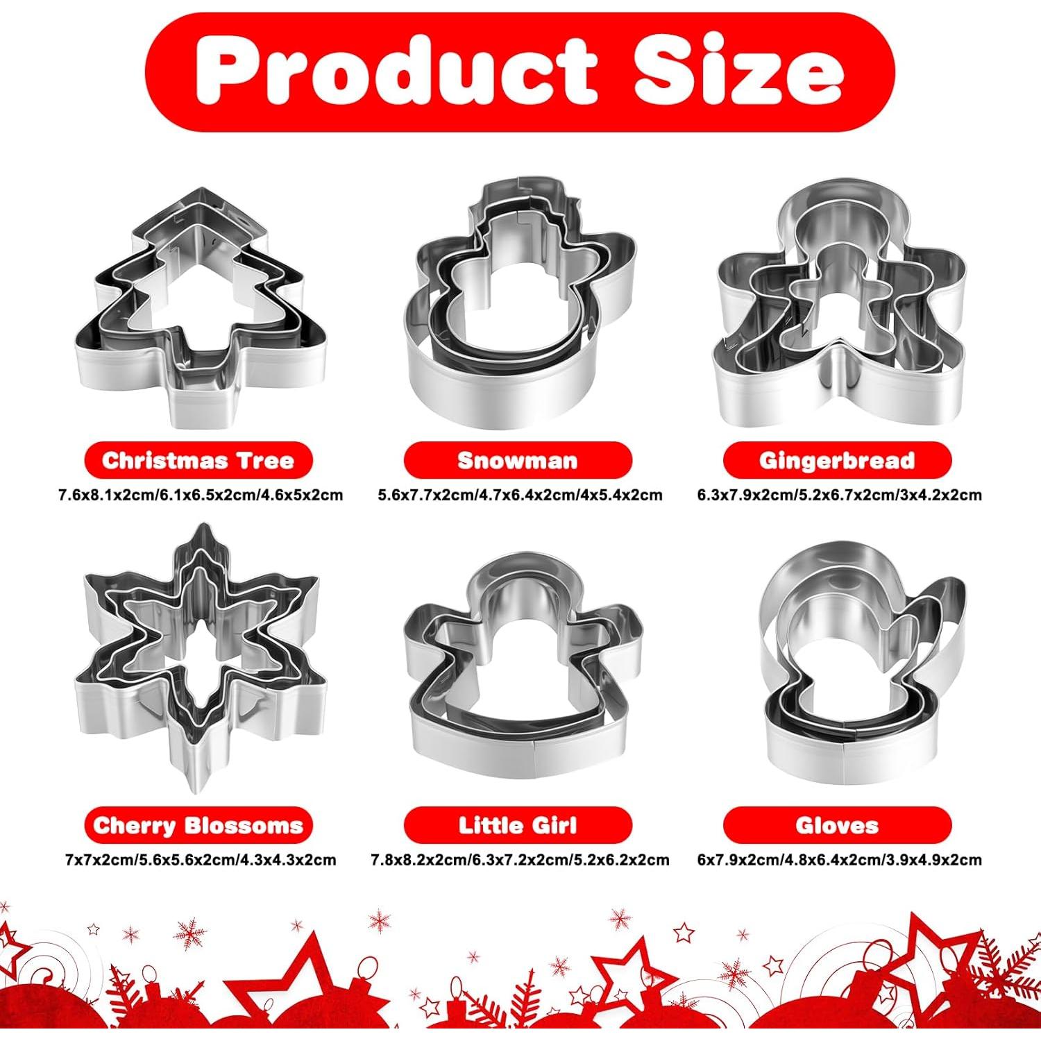 Juego de Cortadores de Galletas de Navidad Prasacco 18 Piezas