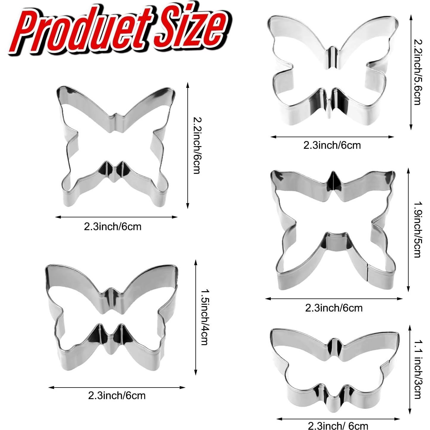 Juego de 5 Cortadores de Galletas Mariposa Bremorou - Acero Inoxidable