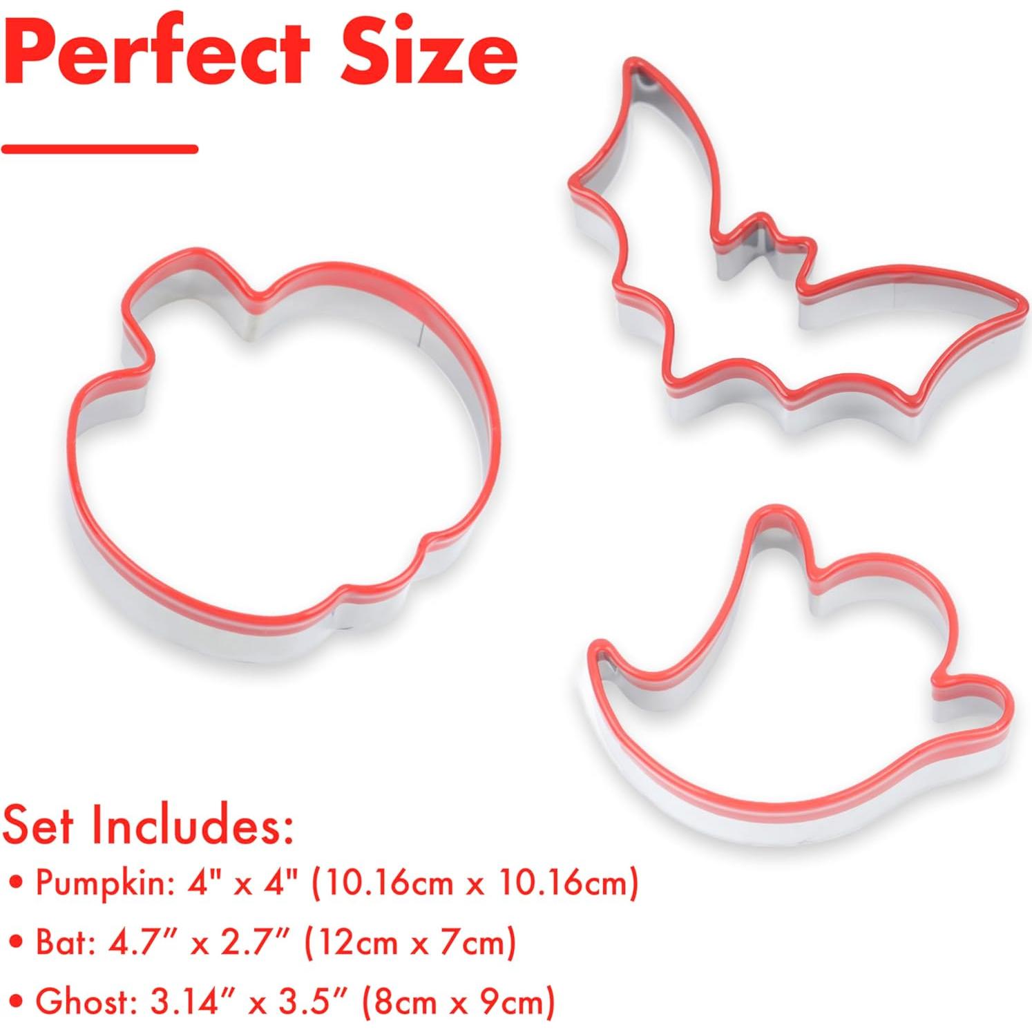 Cortadores de Galletas Halloween COOKIEQUE - 3 Piezas Acero Inoxidable
