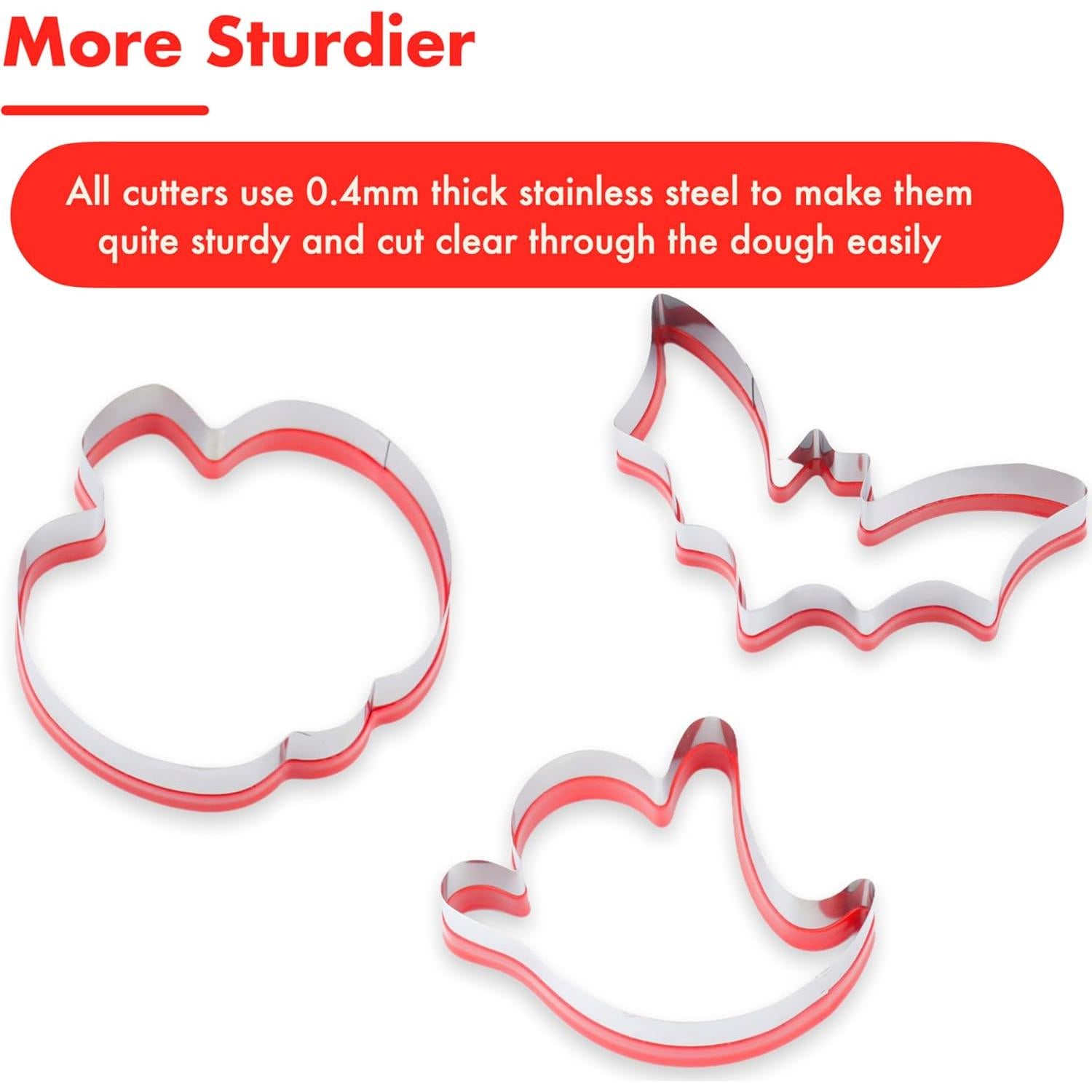 Cortadores de Galletas Halloween COOKIEQUE - 3 Piezas Acero Inoxidable